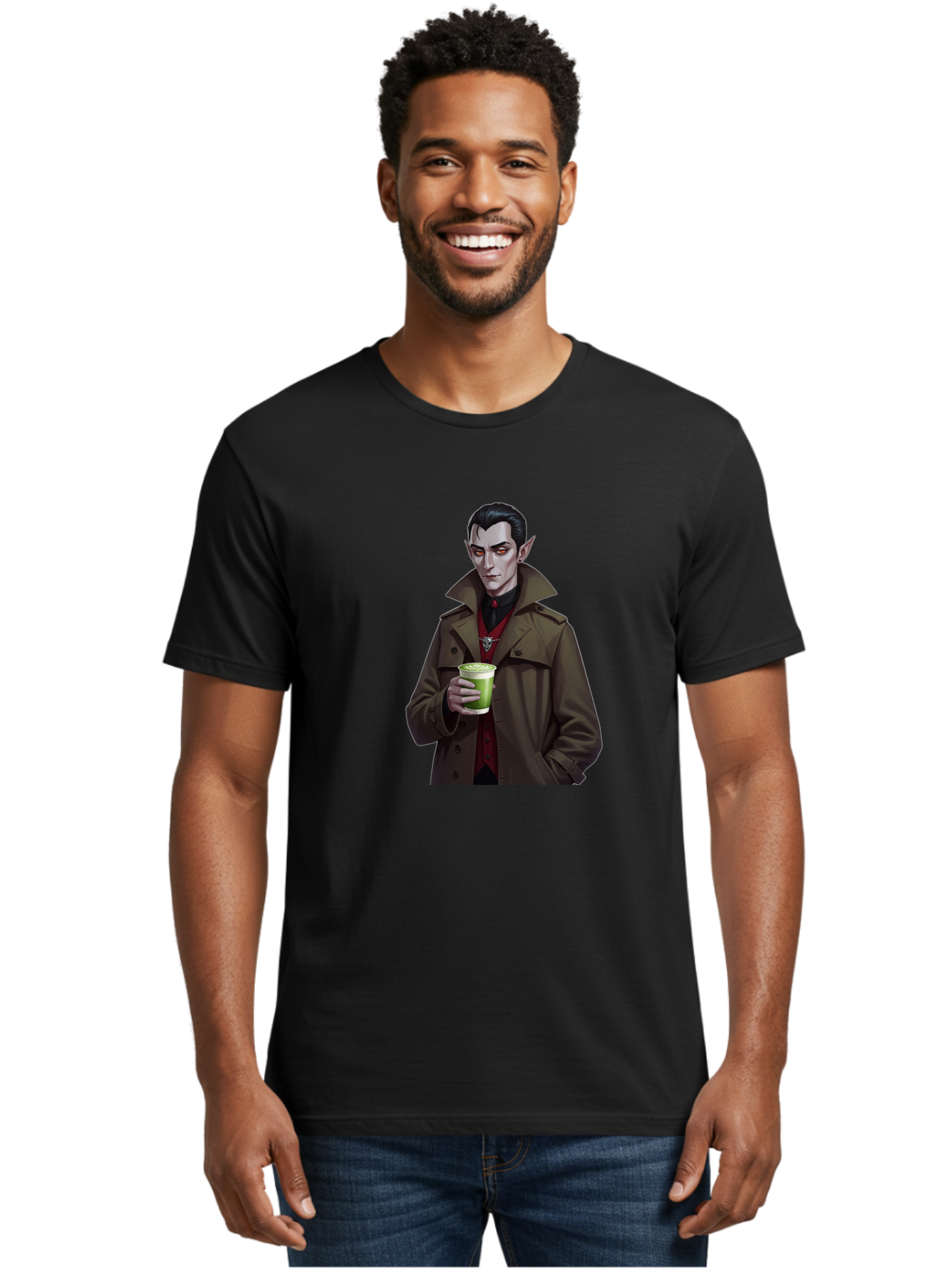 Vampire-Drinking-Matcha-4 Men'S Graphic Tee, 100% Cotton, Comfortable Casual Summer Wear, Machine Washable, Vintage Camera, Old Camera, Antique Camera, Black Camera, Classic Photography, Photography Equipment, Nostalgic Device, Film Camera, Ban898 25