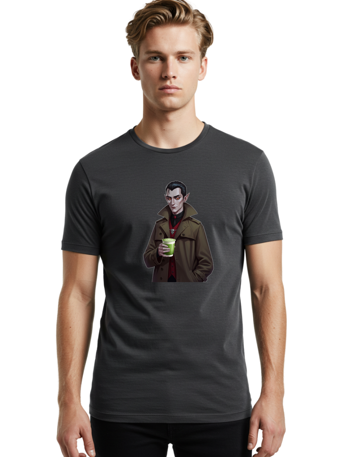 Vampire-Drinking-Matcha-4 Men'S Graphic Tee, 100% Cotton, Comfortable Casual Summer Wear, Machine Washable, Vintage Camera, Old Camera, Antique Camera, Black Camera, Classic Photography, Photography Equipment, Nostalgic Device, Film Camera, Ban898 21