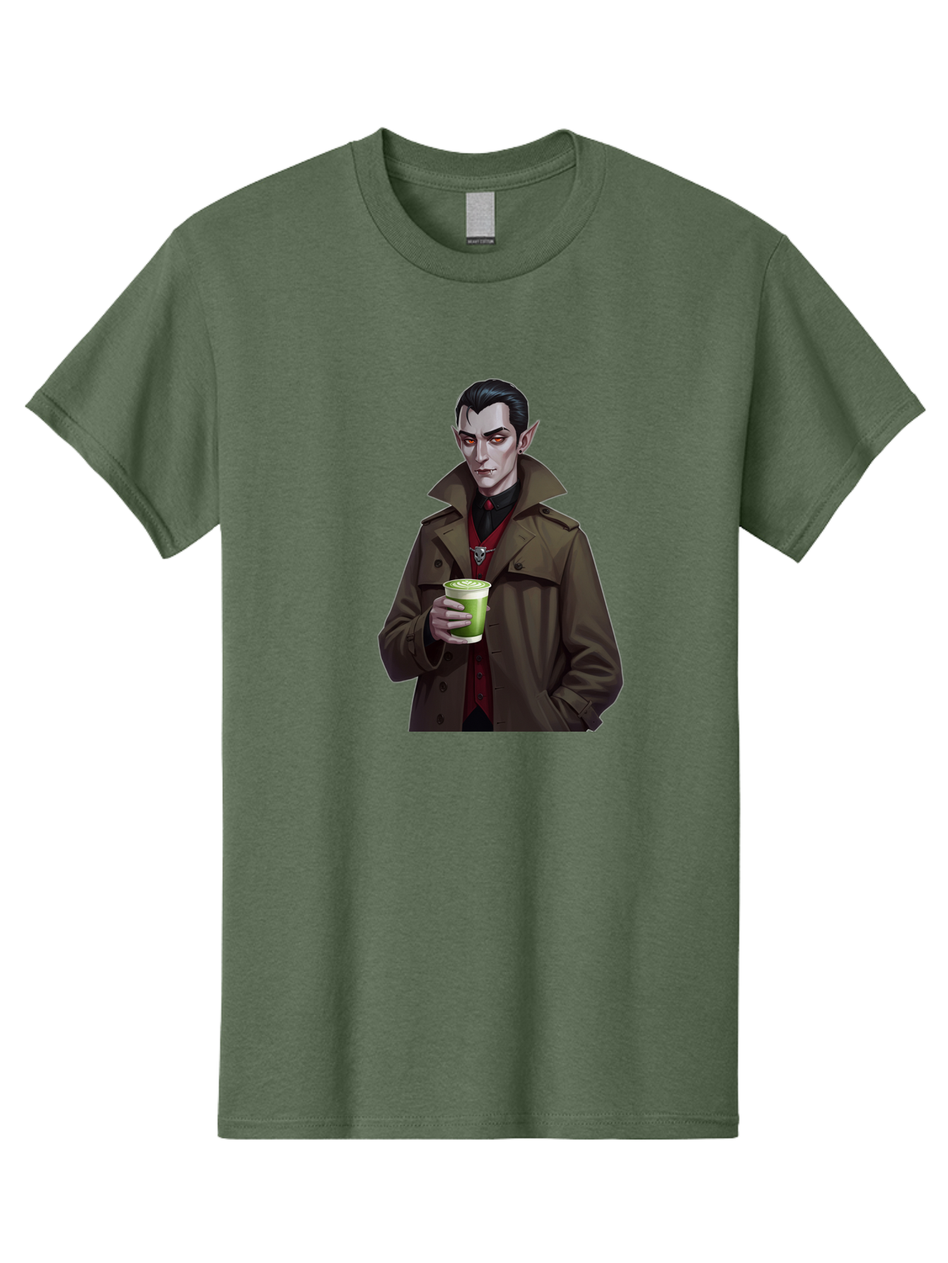 Vampire-Drinking-Matcha-4 Men'S Graphic Tee, 100% Cotton, Comfortable Casual Summer Wear, Machine Washable, Vintage Camera, Old Camera, Antique Camera, Black Camera, Classic Photography, Photography Equipment, Nostalgic Device, Film Camera, Ban898