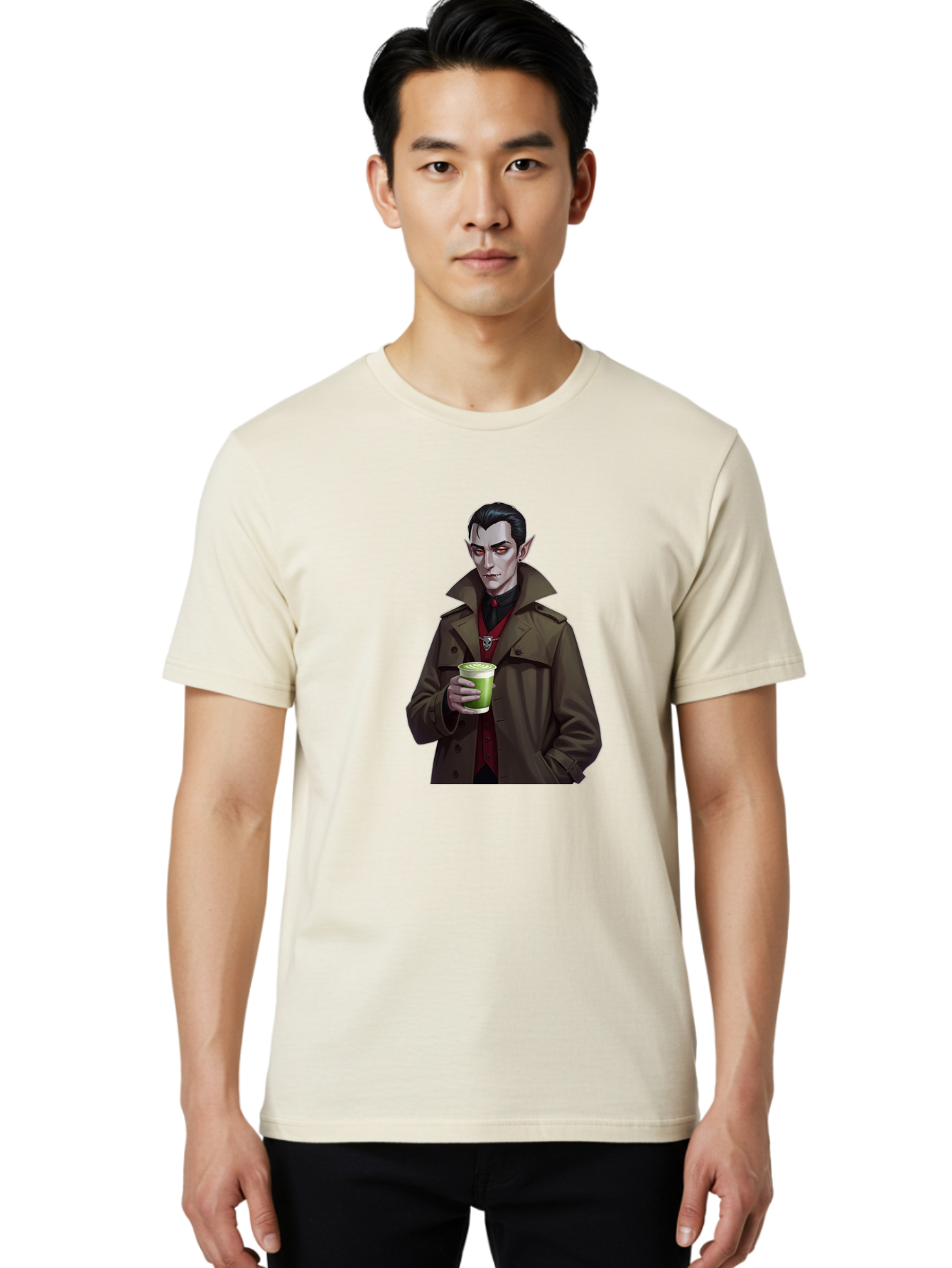 Vampire-Drinking-Matcha-4 Men'S Graphic Tee, 100% Cotton, Comfortable Casual Summer Wear, Machine Washable, Vintage Camera, Old Camera, Antique Camera, Black Camera, Classic Photography, Photography Equipment, Nostalgic Device, Film Camera, Ban898 16