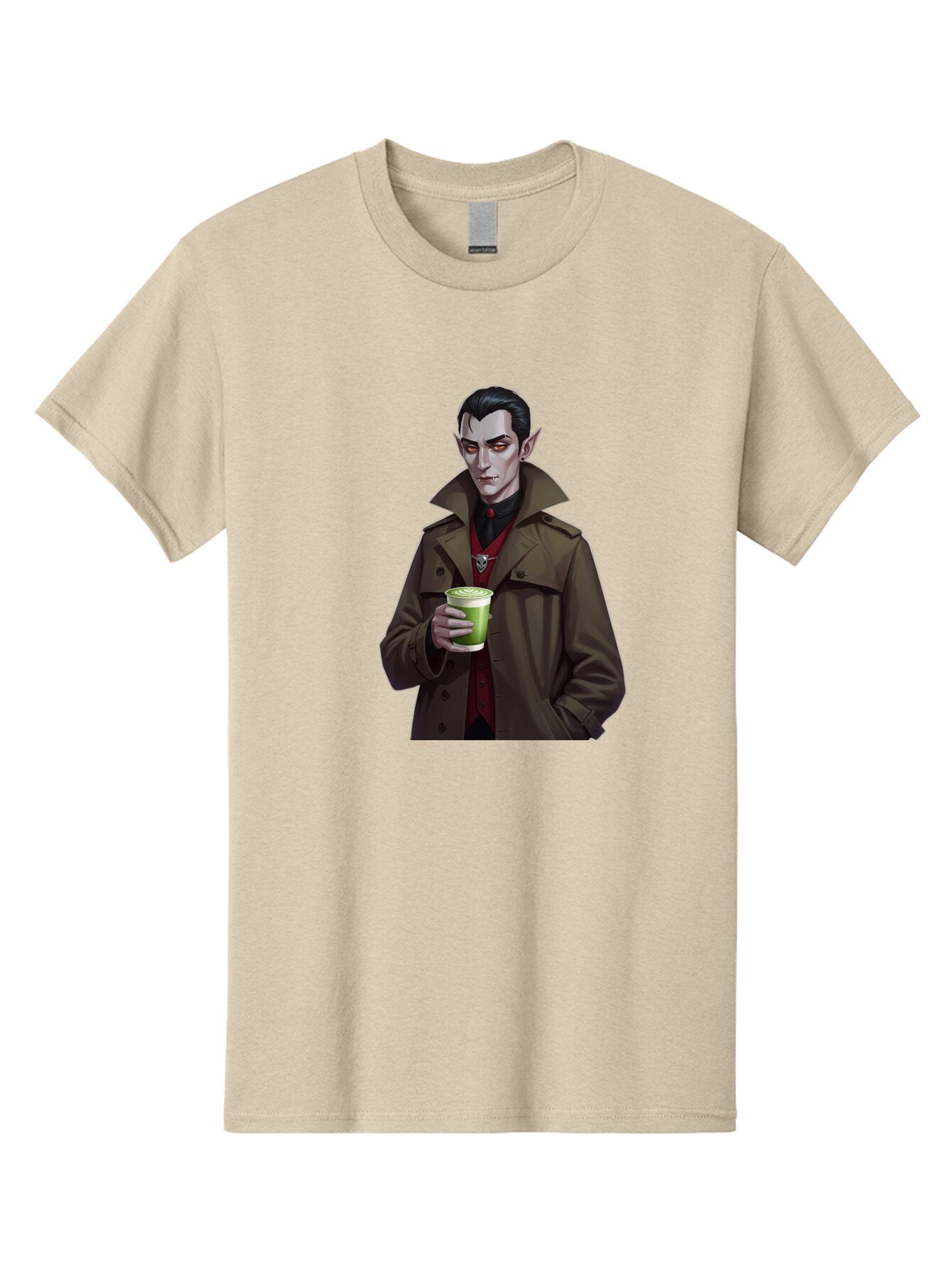 Vampire-Drinking-Matcha-4 Men'S Graphic Tee, 100% Cotton, Comfortable Casual Summer Wear, Machine Washable, Vintage Camera, Old Camera, Antique Camera, Black Camera, Classic Photography, Photography Equipment, Nostalgic Device, Film Camera, Ban898 12