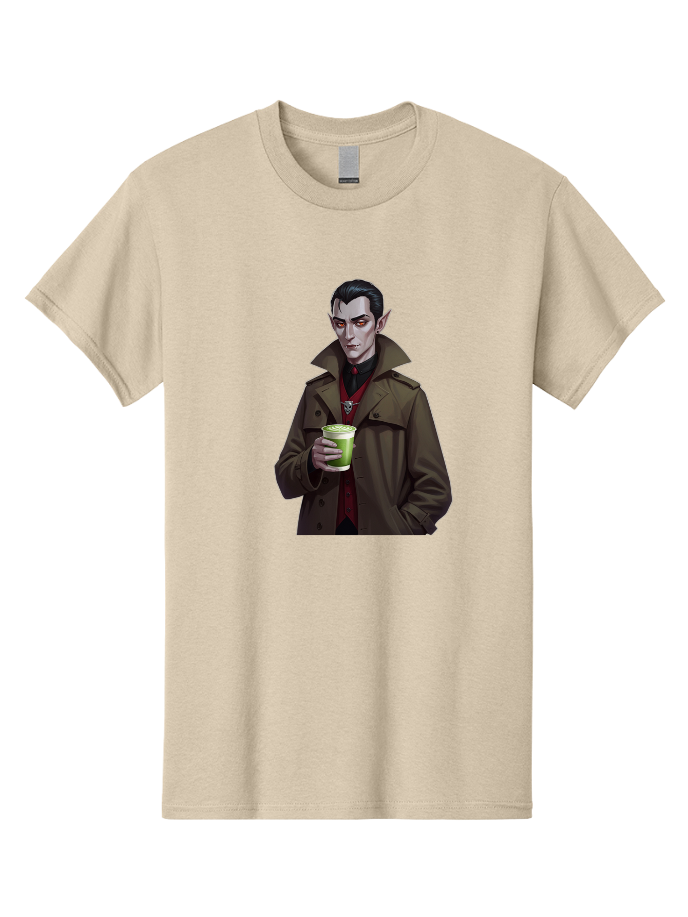 Vampire-Drinking-Matcha-4 Men'S Graphic Tee, 100% Cotton, Comfortable Casual Summer Wear, Machine Washable, Vintage Camera, Old Camera, Antique Camera, Black Camera, Classic Photography, Photography Equipment, Nostalgic Device, Film Camera, Ban898 3