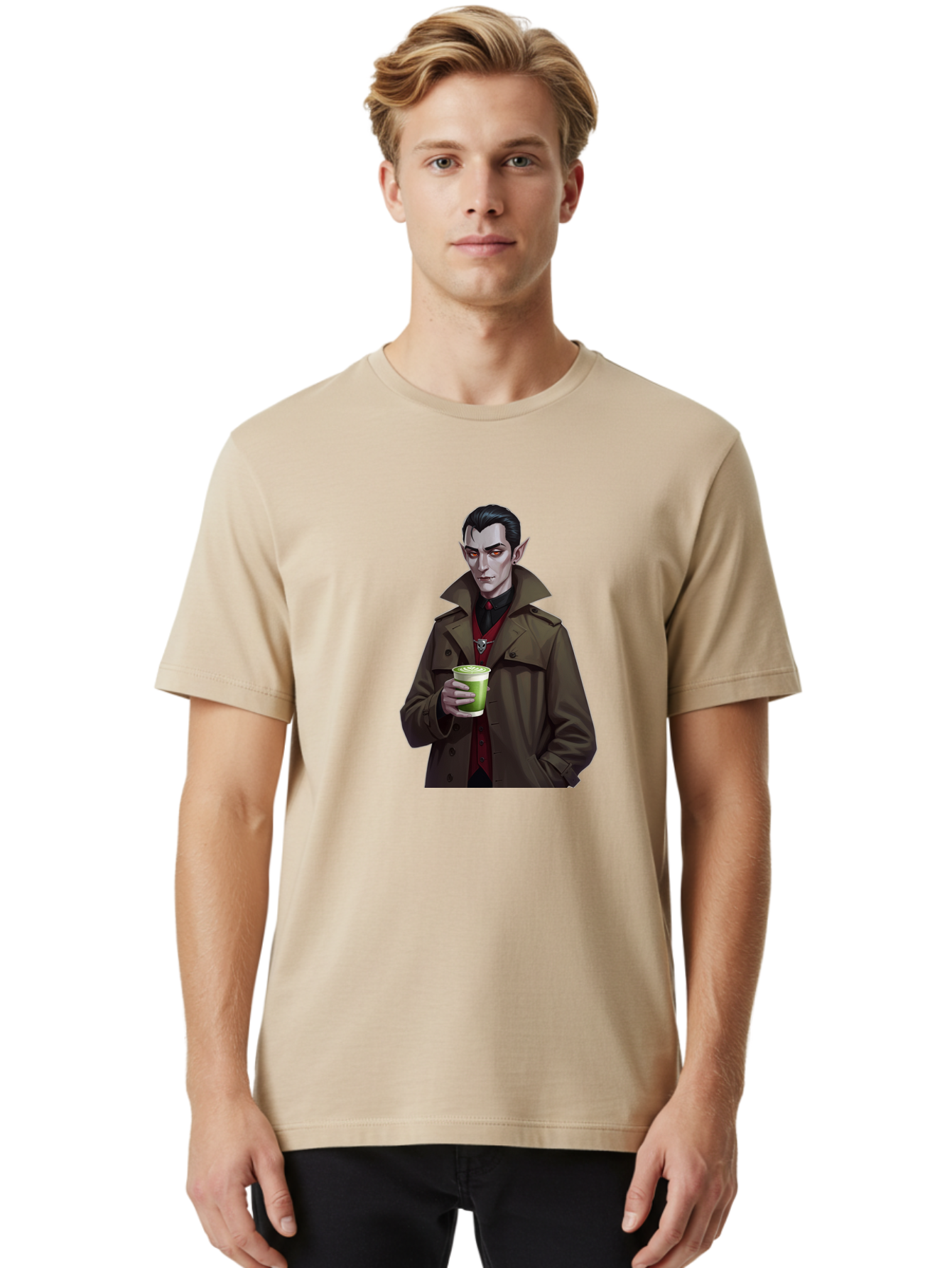 Vampire-Drinking-Matcha-4 Men'S Graphic Tee, 100% Cotton, Comfortable Casual Summer Wear, Machine Washable, Vintage Camera, Old Camera, Antique Camera, Black Camera, Classic Photography, Photography Equipment, Nostalgic Device, Film Camera, Ban898 18