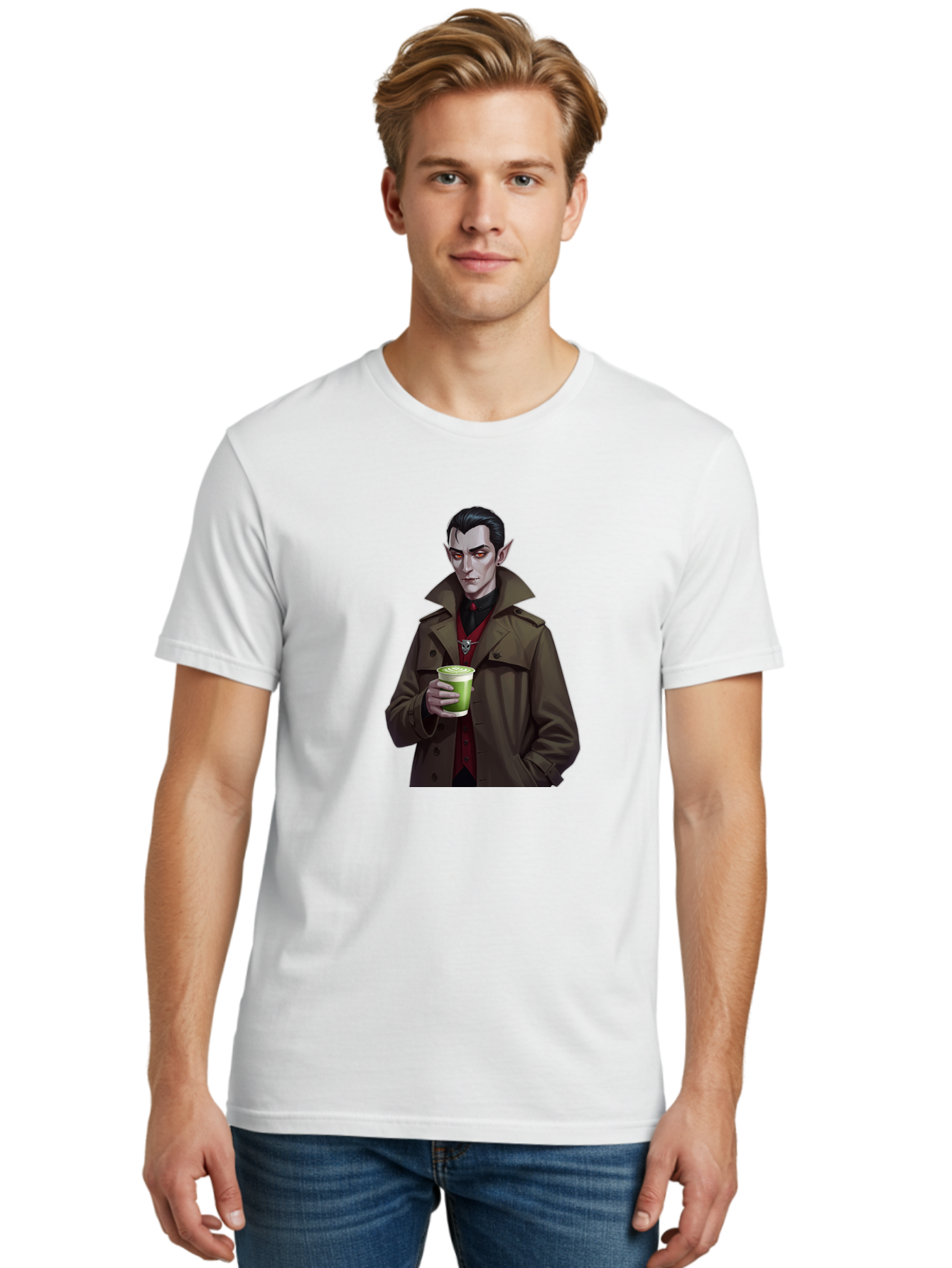 Vampire-Drinking-Matcha-4 Men'S Graphic Tee, 100% Cotton, Comfortable Casual Summer Wear, Machine Washable, Vintage Camera, Old Camera, Antique Camera, Black Camera, Classic Photography, Photography Equipment, Nostalgic Device, Film Camera, Ban898 23