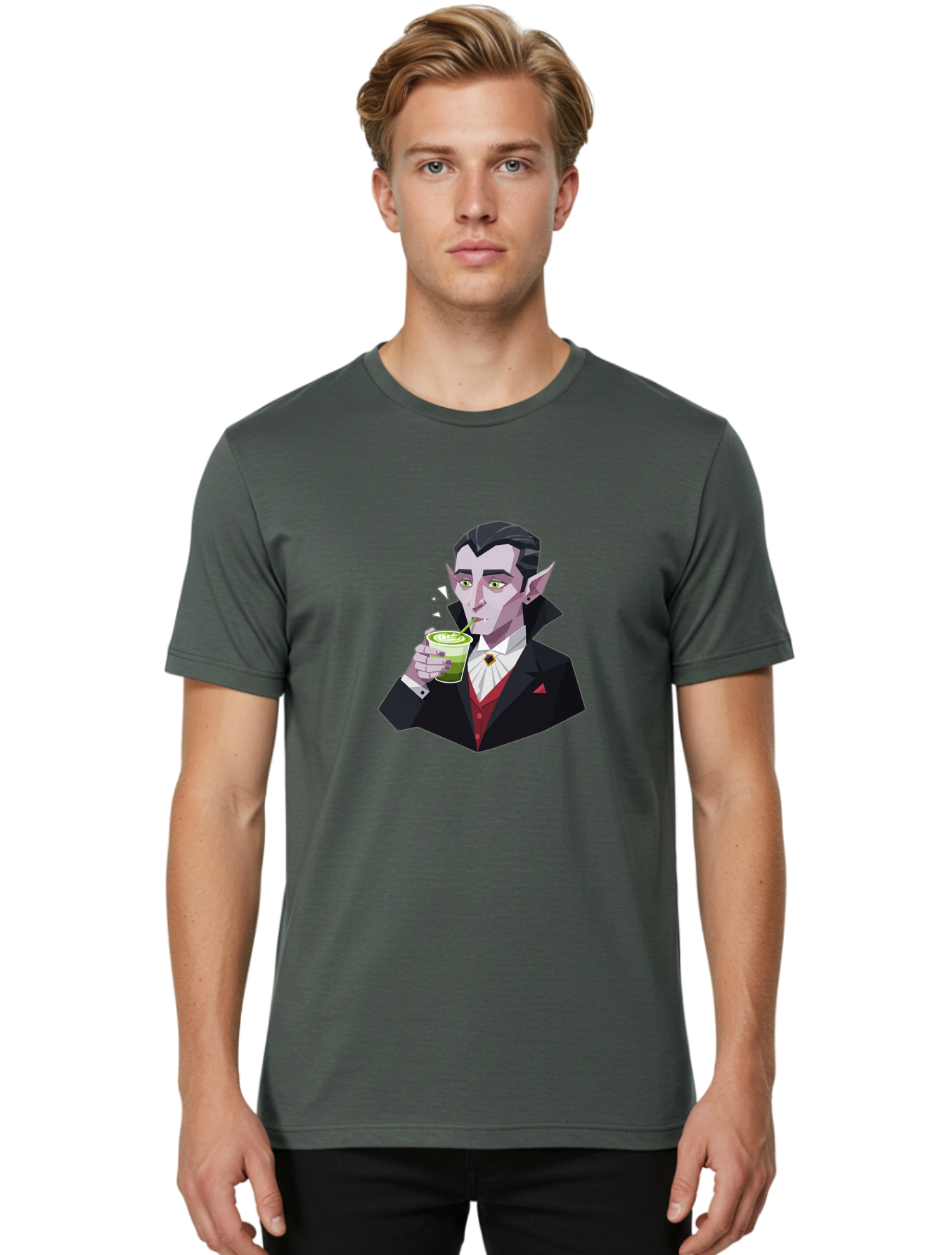 Vampire-Drinking-Matcha-5 Men'S Graphic Tee, 100% Cotton, Comfortable Casual Summer Wear, Machine Washable, Vintage Camera, Old Camera, Antique Camera, Black Camera, Classic Photography, Photography Equipment, Nostalgic Device, Film Camera, Ban899 16