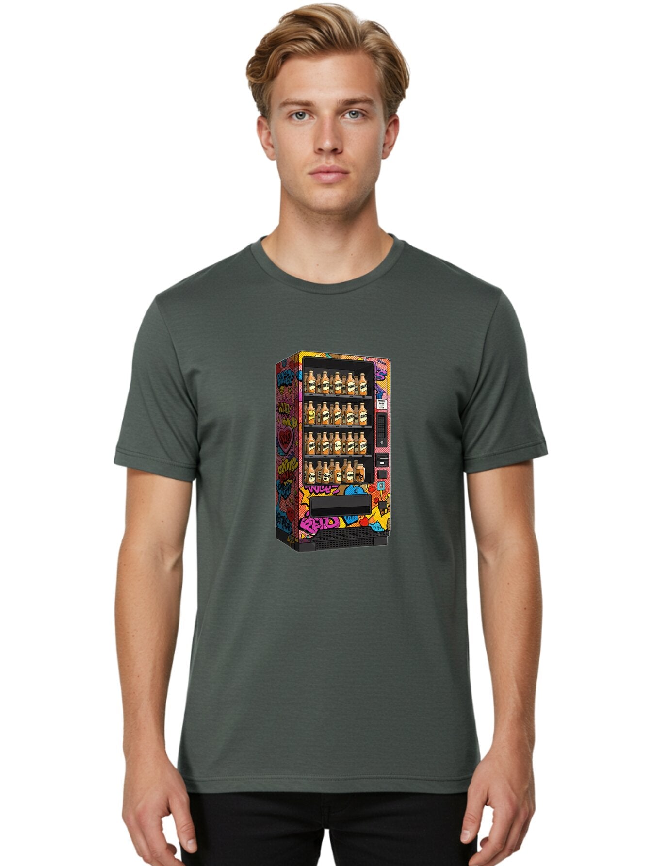 Vending-Machine-Graffiti Men'S Graphic Tee, 100% Cotton, Comfortable Casual Summer Wear, Machine Washable, Vintage Camera, Old Camera, Antique Camera, Black Camera, Classic Photography, Photography Equipment, Nostalgic Device, Film Camera, Ban909 27