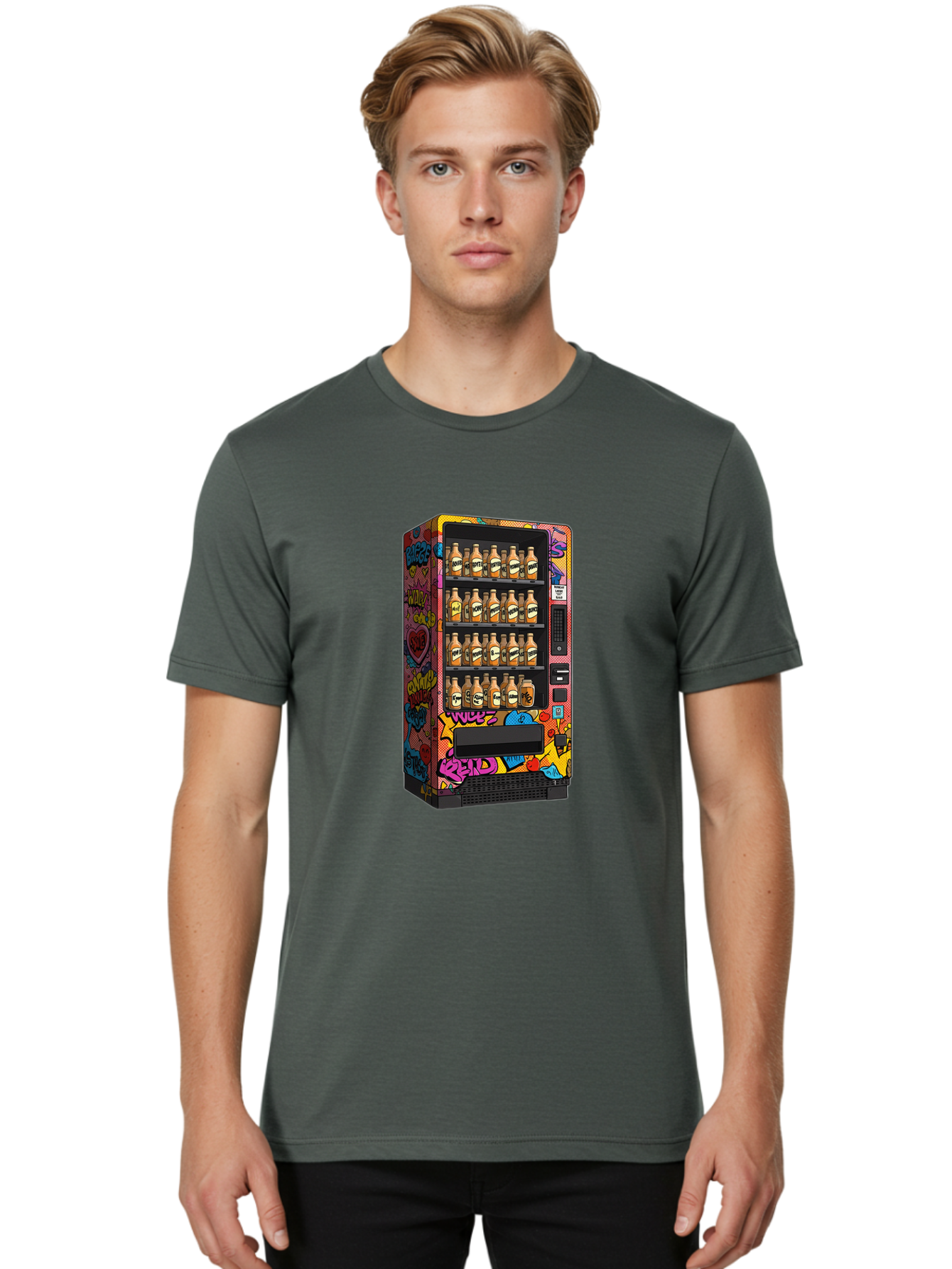 Vending-Machine-Graffiti Men'S Graphic Tee, 100% Cotton, Comfortable Casual Summer Wear, Machine Washable, Vintage Camera, Old Camera, Antique Camera, Black Camera, Classic Photography, Photography Equipment, Nostalgic Device, Film Camera, Ban909 19