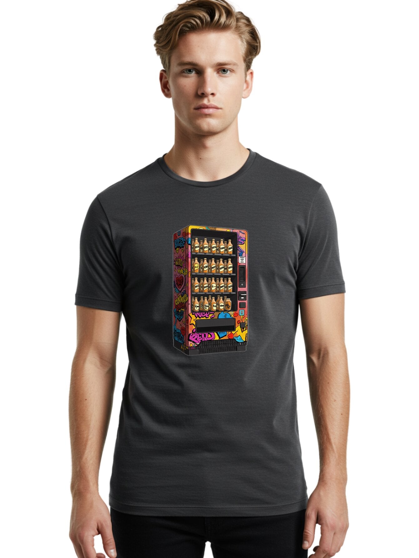 Vending-Machine-Graffiti Men'S Graphic Tee, 100% Cotton, Comfortable Casual Summer Wear, Machine Washable, Vintage Camera, Old Camera, Antique Camera, Black Camera, Classic Photography, Photography Equipment, Nostalgic Device, Film Camera, Ban909 26