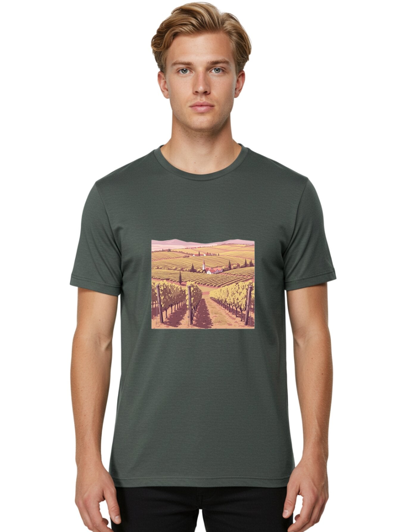 Vineyard-Landscape Men'S Graphic Tee, 100% Cotton, Comfortable Casual Summer Wear, Machine Washable, Vintage Camera, Old Camera, Antique Camera, Black Camera, Classic Photography, Photography Equipment, Nostalgic Device, Film Camera, Ban914 25