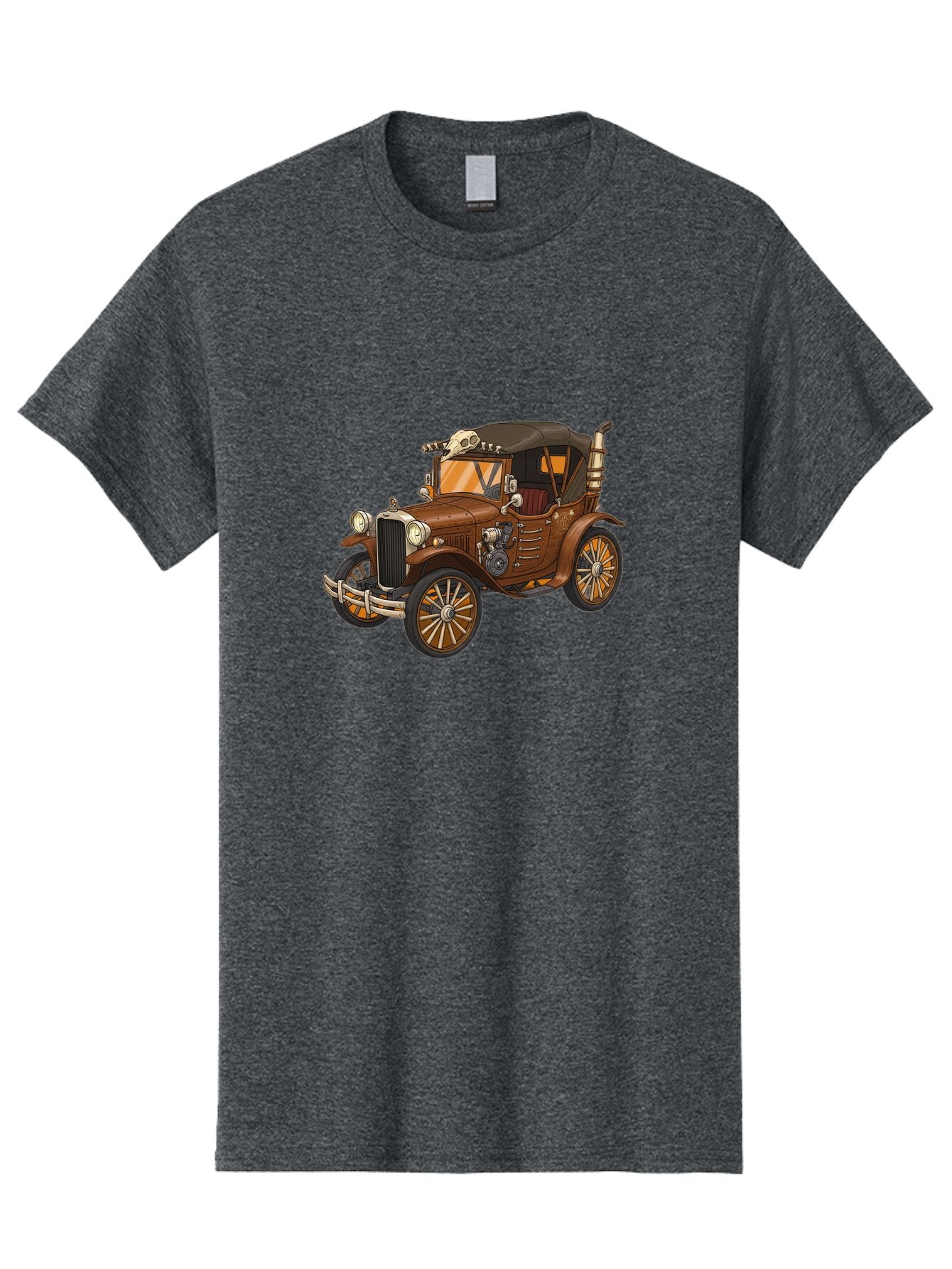 Vintage-Car-With-Skull Men'S Graphic Tee, 100% Cotton, Comfortable Casual Summer Wear, Machine Washable, Vintage Camera, Old Camera, Antique Camera, Black Camera, Classic Photography, Photography Equipment, Nostalgic Device, Film Camera, Ban917