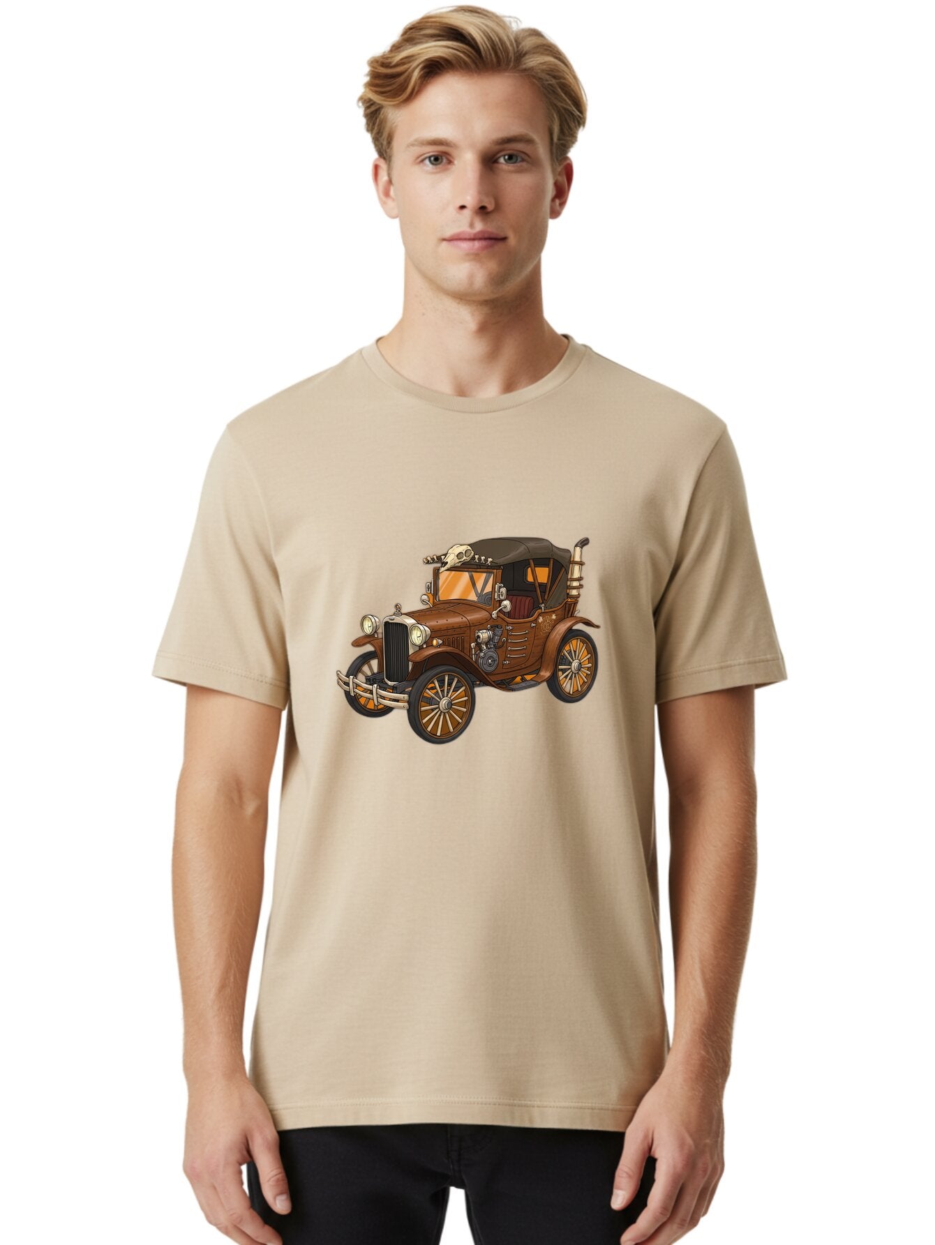 Vintage-Car-With-Skull Men'S Graphic Tee, 100% Cotton, Comfortable Casual Summer Wear, Machine Washable, Vintage Camera, Old Camera, Antique Camera, Black Camera, Classic Photography, Photography Equipment, Nostalgic Device, Film Camera, Ban917 21