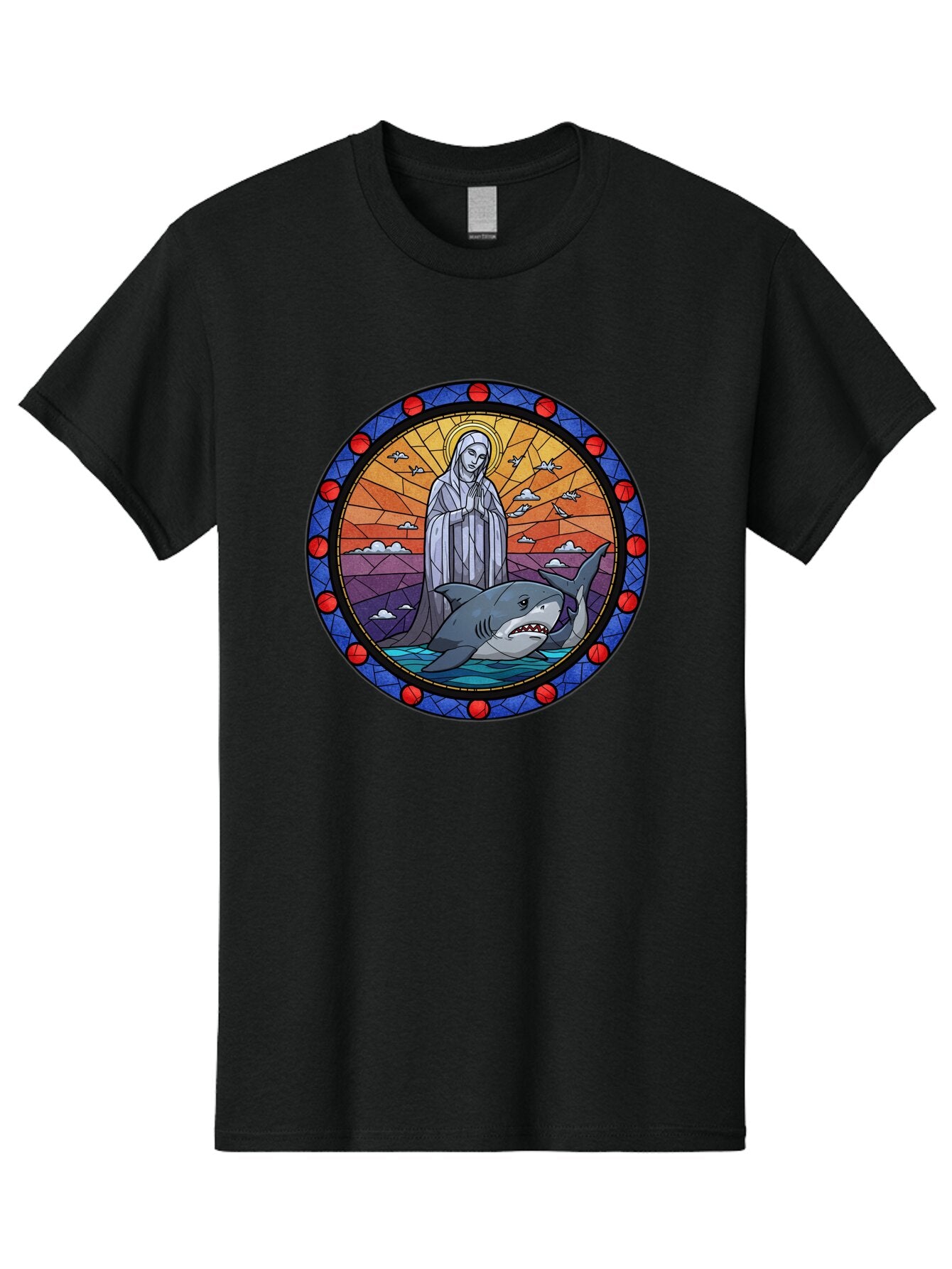 Virgin-Mary-With-Shark Men'S Graphic Tee, 100% Cotton, Comfortable Casual Summer Wear, Machine Washable, Vintage Camera, Old Camera, Antique Camera, Black Camera, Classic Photography, Photography Equipment, Nostalgic Device, Film Camera, Ban924 7