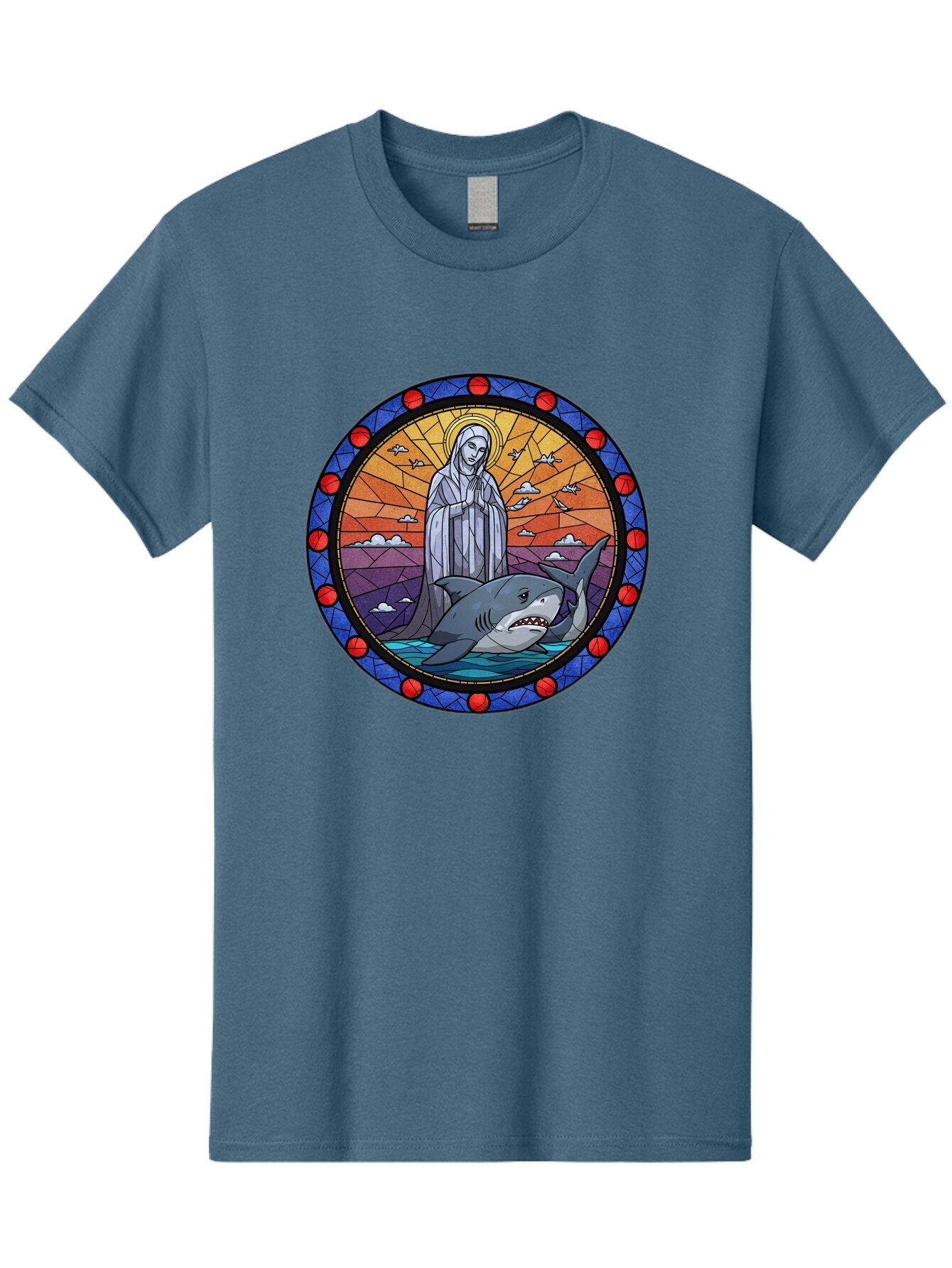 Virgin-Mary-With-Shark Men'S Graphic Tee, 100% Cotton, Comfortable Casual Summer Wear, Machine Washable, Vintage Camera, Old Camera, Antique Camera, Black Camera, Classic Photography, Photography Equipment, Nostalgic Device, Film Camera, Ban924 5