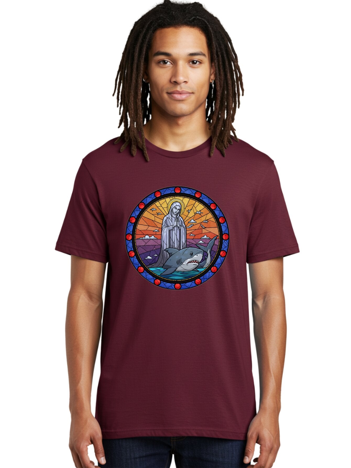 Virgin-Mary-With-Shark Men'S Graphic Tee, 100% Cotton, Comfortable Casual Summer Wear, Machine Washable, Vintage Camera, Old Camera, Antique Camera, Black Camera, Classic Photography, Photography Equipment, Nostalgic Device, Film Camera, Ban924 18