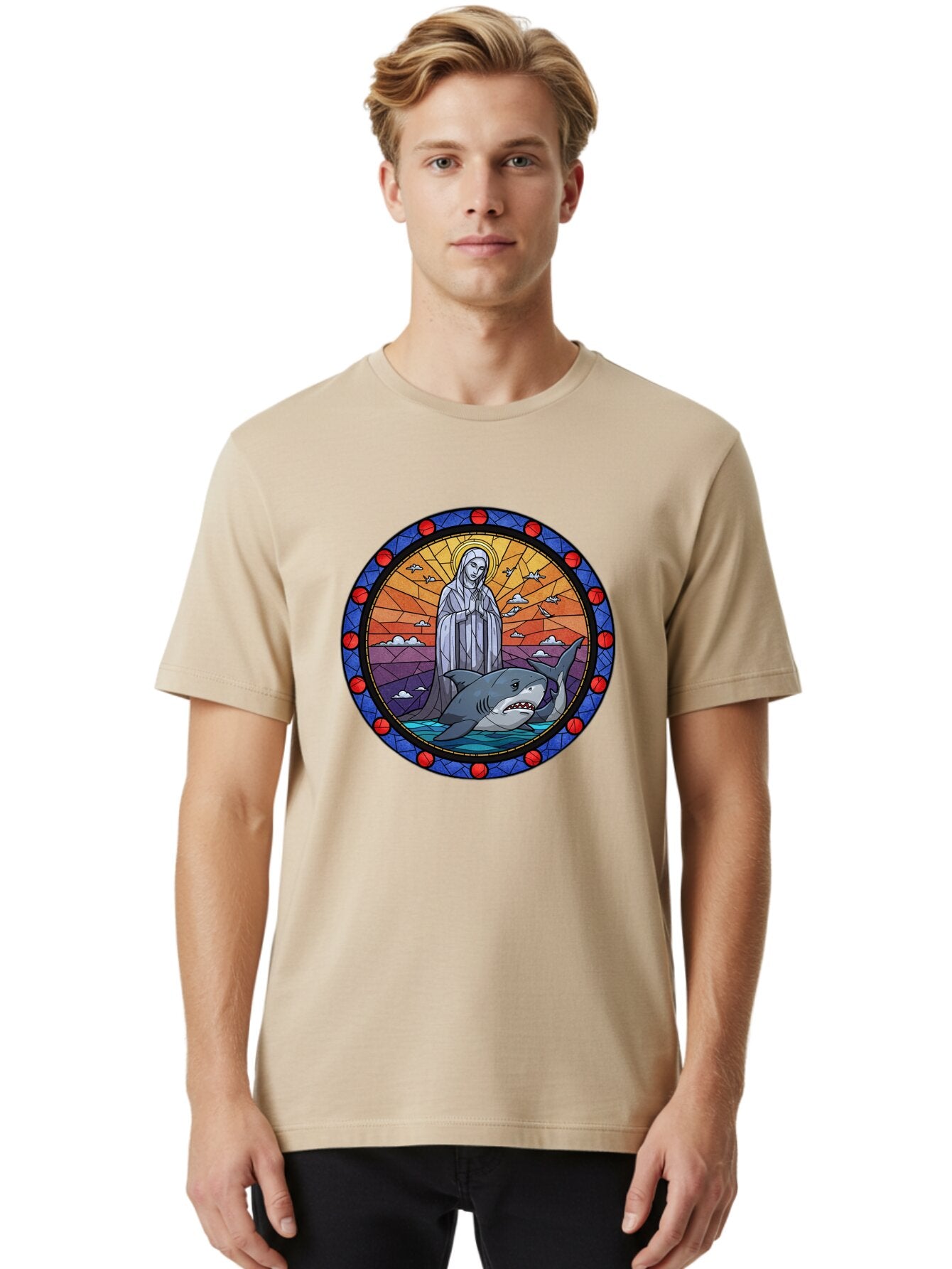 Virgin-Mary-With-Shark Men'S Graphic Tee, 100% Cotton, Comfortable Casual Summer Wear, Machine Washable, Vintage Camera, Old Camera, Antique Camera, Black Camera, Classic Photography, Photography Equipment, Nostalgic Device, Film Camera, Ban924 30