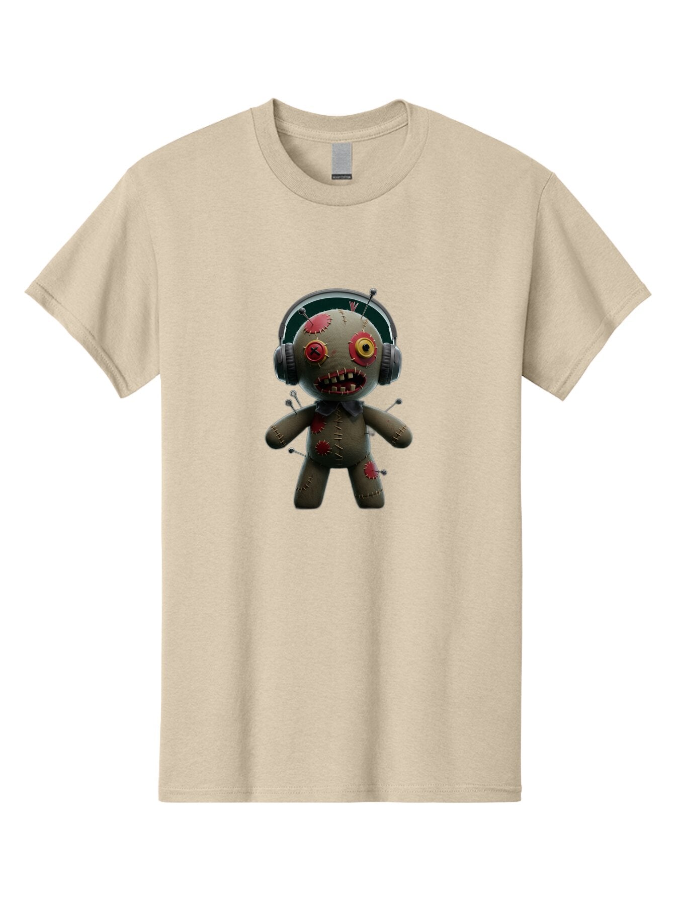 Voodoo-Doll-With-Headphones-1 Men'S Graphic Tee, 100% Cotton, Comfortable Casual Summer Wear, Machine Washable, Vintage Camera, Old Camera, Antique Camera, Black Camera, Classic Photography, Photography Equipment, Nostalgic Device, Ban942 15