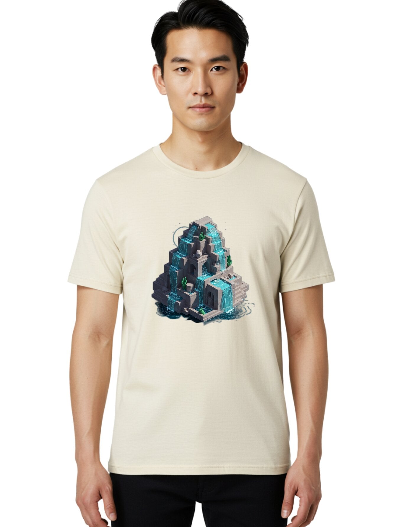 Waterfall-Structure Men'S Graphic Tee, 100% Cotton, Comfortable Casual Summer Wear, Machine Washable, Vintage Camera, Old Camera, Antique Camera, Black Camera, Classic Photography, Photography Equipment, Nostalgic Device, Film Camera, Ban954 24