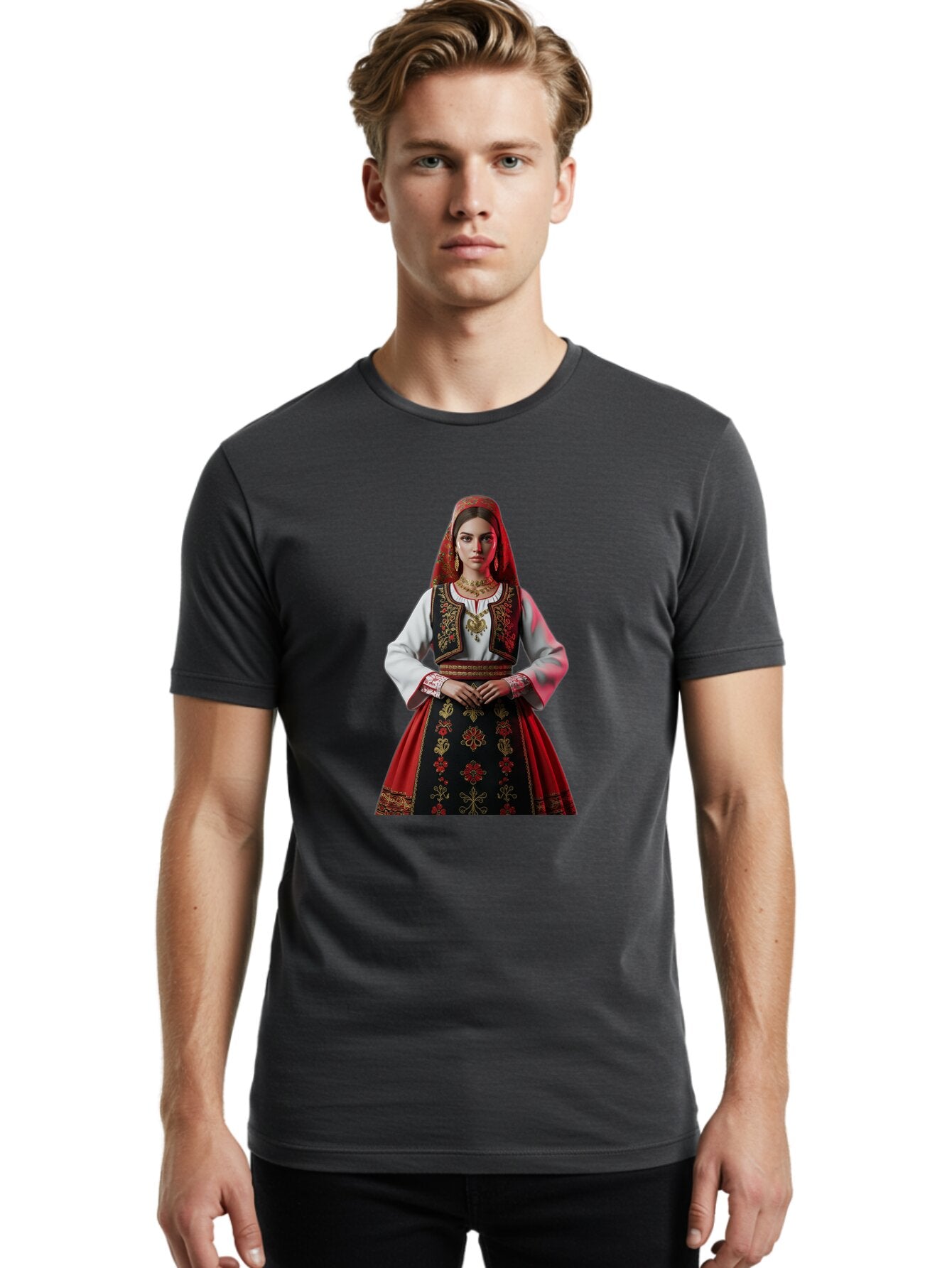 Woman-In-Traditional-Dress Men'S Graphic Tee, 100% Cotton, Comfortable Casual Summer Wear, Machine Washable, Vintage Camera, Old Camera, Antique Camera, Black Camera, Classic Photography, Photography Equipment, Nostalgic Device, Film Camera, Ban988 22