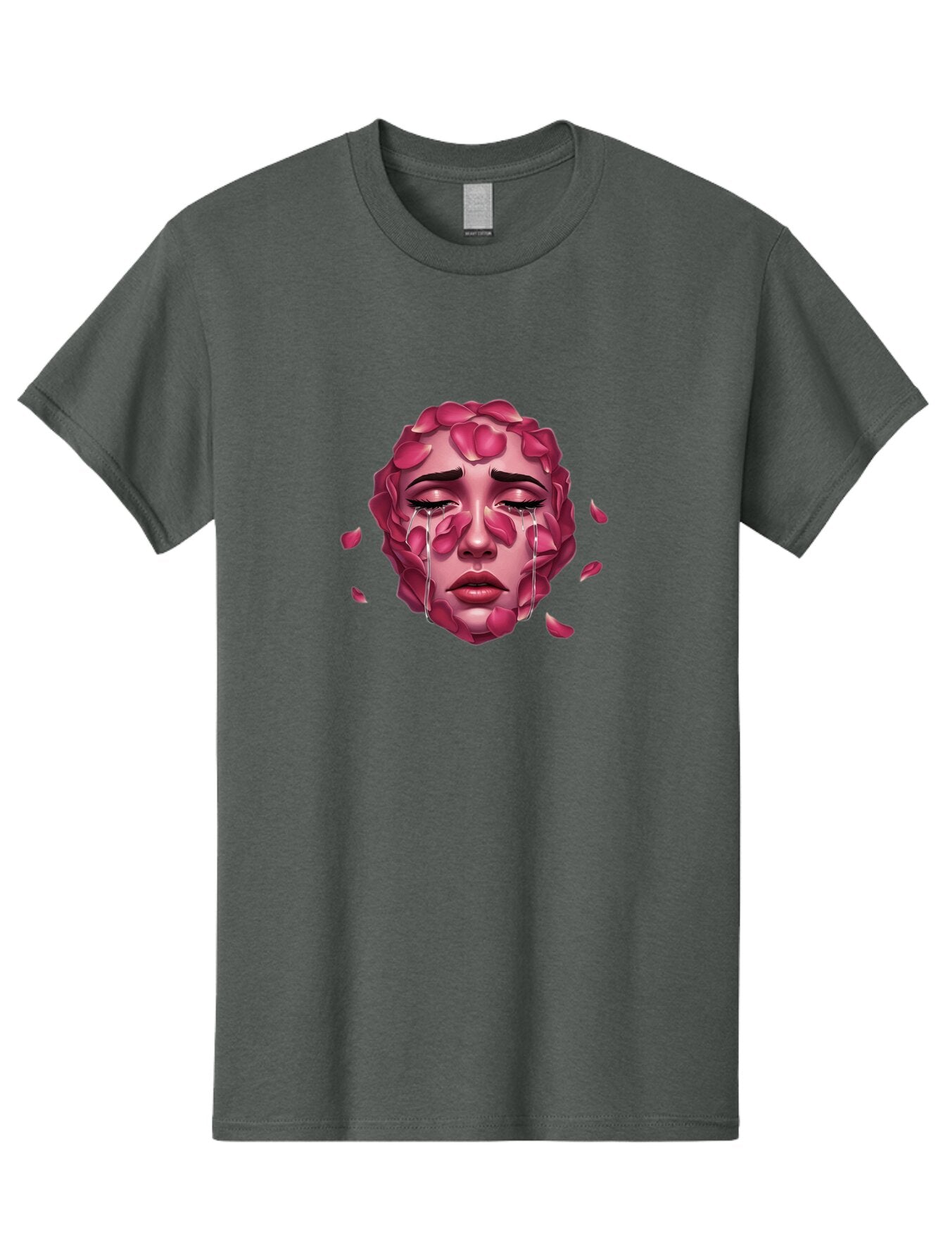 Woman-S-Face-With-Rose-Petals-And-Tears Men'S Graphic Tee, 100% Cotton, Comfortable Casual Summer Wear, Machine Washable, Vintage Camera, Old Camera, Antique Camera, Black Camera, Classic Photography, Photography Equipment, Nostalgic Device, Ban989 6