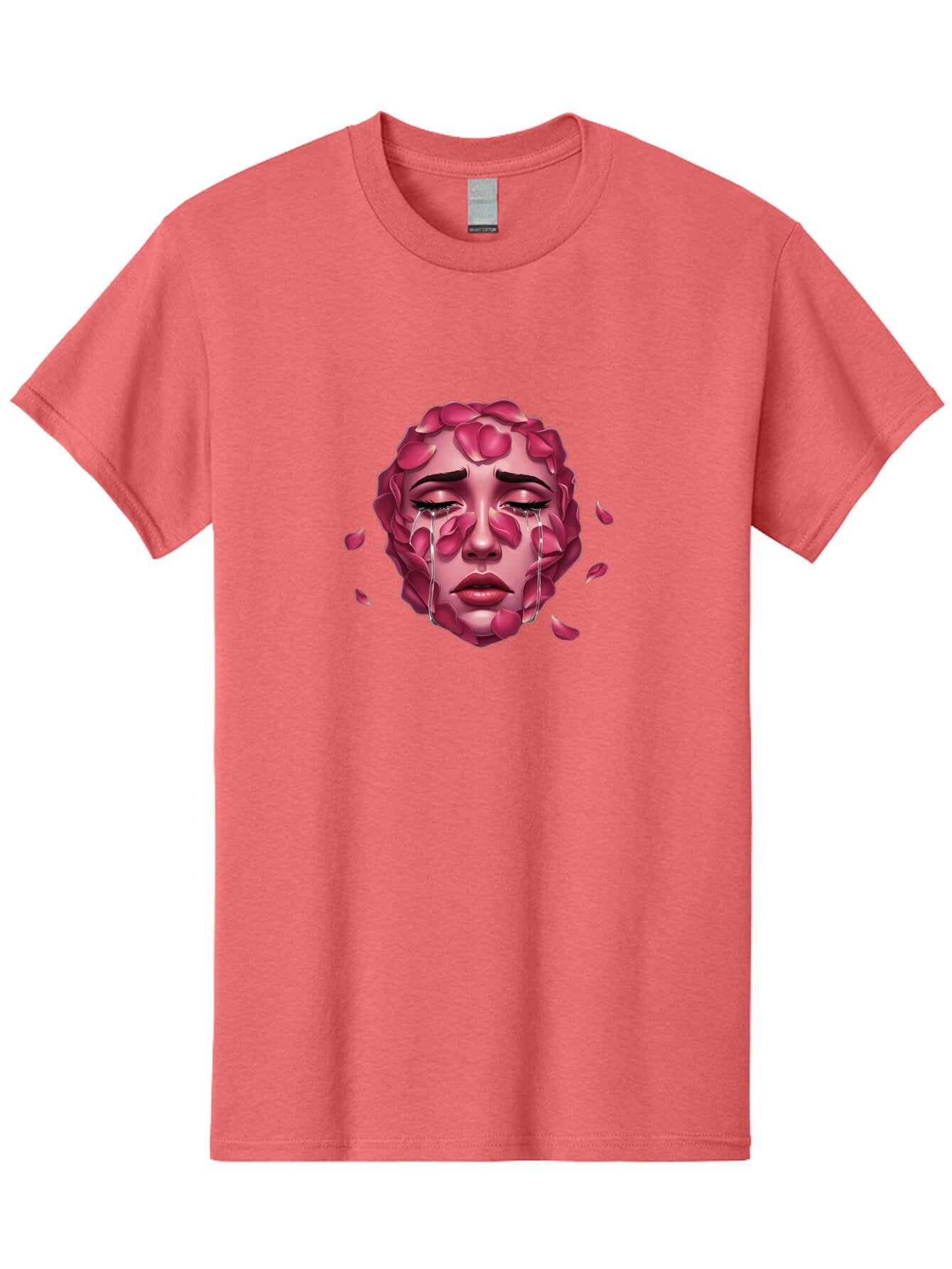 Woman-S-Face-With-Rose-Petals-And-Tears Men'S Graphic Tee, 100% Cotton, Comfortable Casual Summer Wear, Machine Washable, Vintage Camera, Old Camera, Antique Camera, Black Camera, Classic Photography, Photography Equipment, Nostalgic Device, Ban989 4