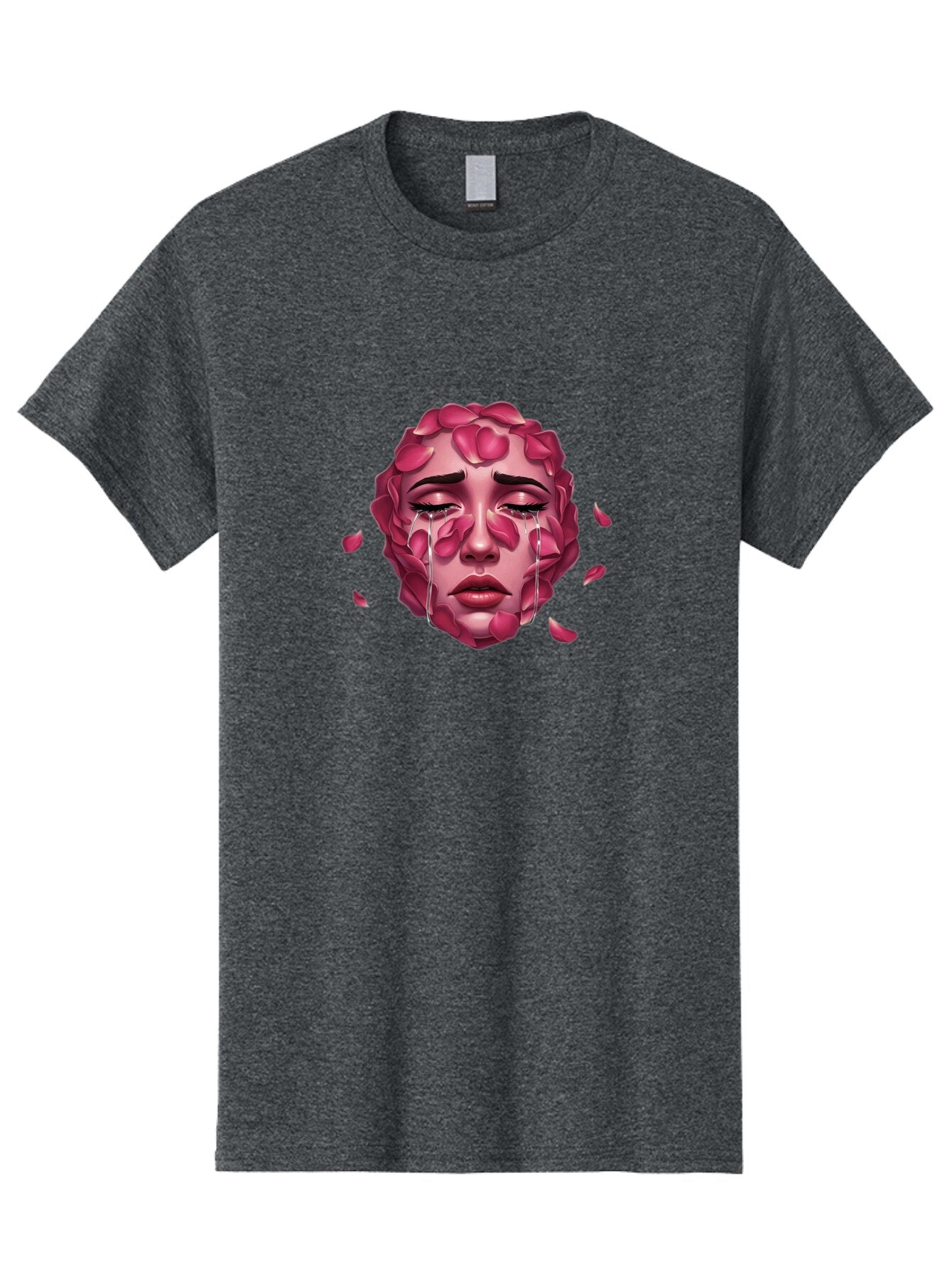 Woman-S-Face-With-Rose-Petals-And-Tears Men'S Graphic Tee, 100% Cotton, Comfortable Casual Summer Wear, Machine Washable, Vintage Camera, Old Camera, Antique Camera, Black Camera, Classic Photography, Photography Equipment, Nostalgic Device, Ban989 3