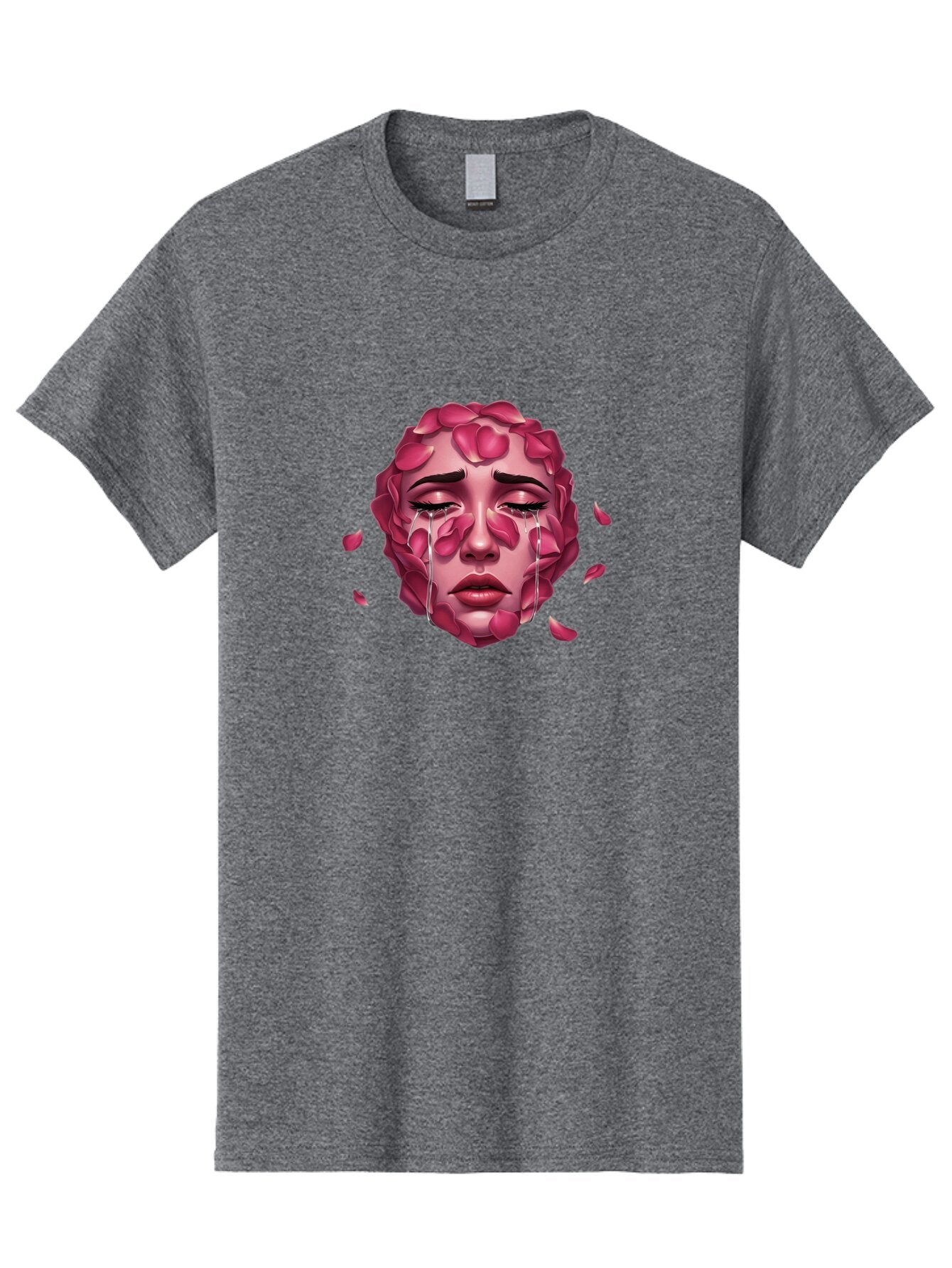 Woman-S-Face-With-Rose-Petals-And-Tears Men'S Graphic Tee, 100% Cotton, Comfortable Casual Summer Wear, Machine Washable, Vintage Camera, Old Camera, Antique Camera, Black Camera, Classic Photography, Photography Equipment, Nostalgic Device, Ban989 15