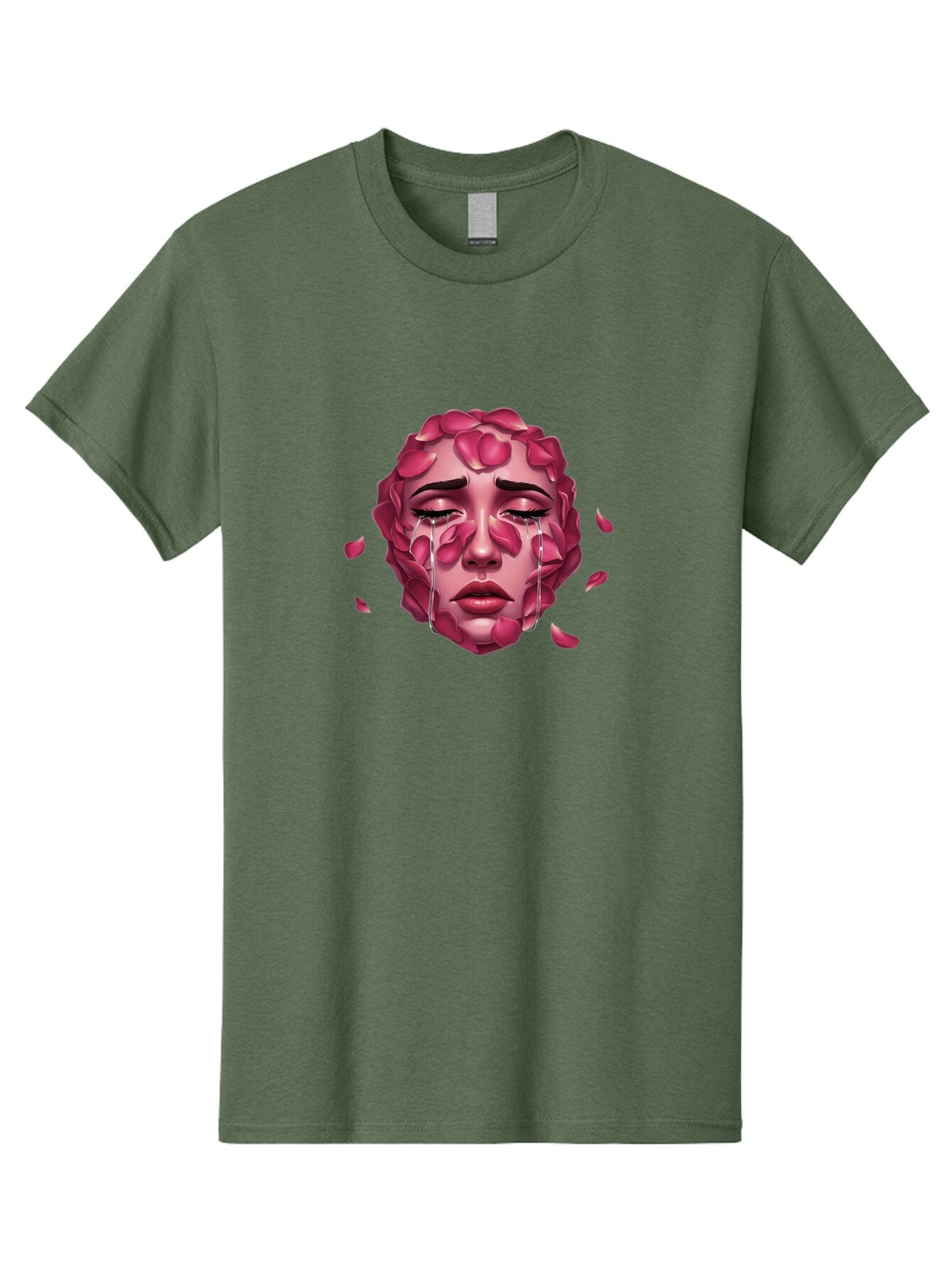 Woman-S-Face-With-Rose-Petals-And-Tears Men'S Graphic Tee, 100% Cotton, Comfortable Casual Summer Wear, Machine Washable, Vintage Camera, Old Camera, Antique Camera, Black Camera, Classic Photography, Photography Equipment, Nostalgic Device, Ban989 13