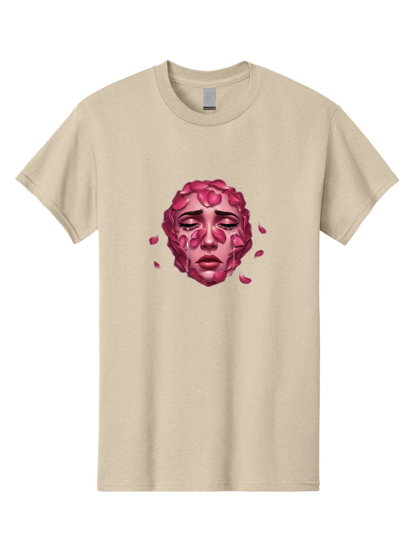 Woman-S-Face-With-Rose-Petals-And-Tears Men'S Graphic Tee, 100% Cotton, Comfortable Casual Summer Wear, Machine Washable, Vintage Camera, Old Camera, Antique Camera, Black Camera, Classic Photography, Photography Equipment, Nostalgic Device, Ban989 10
