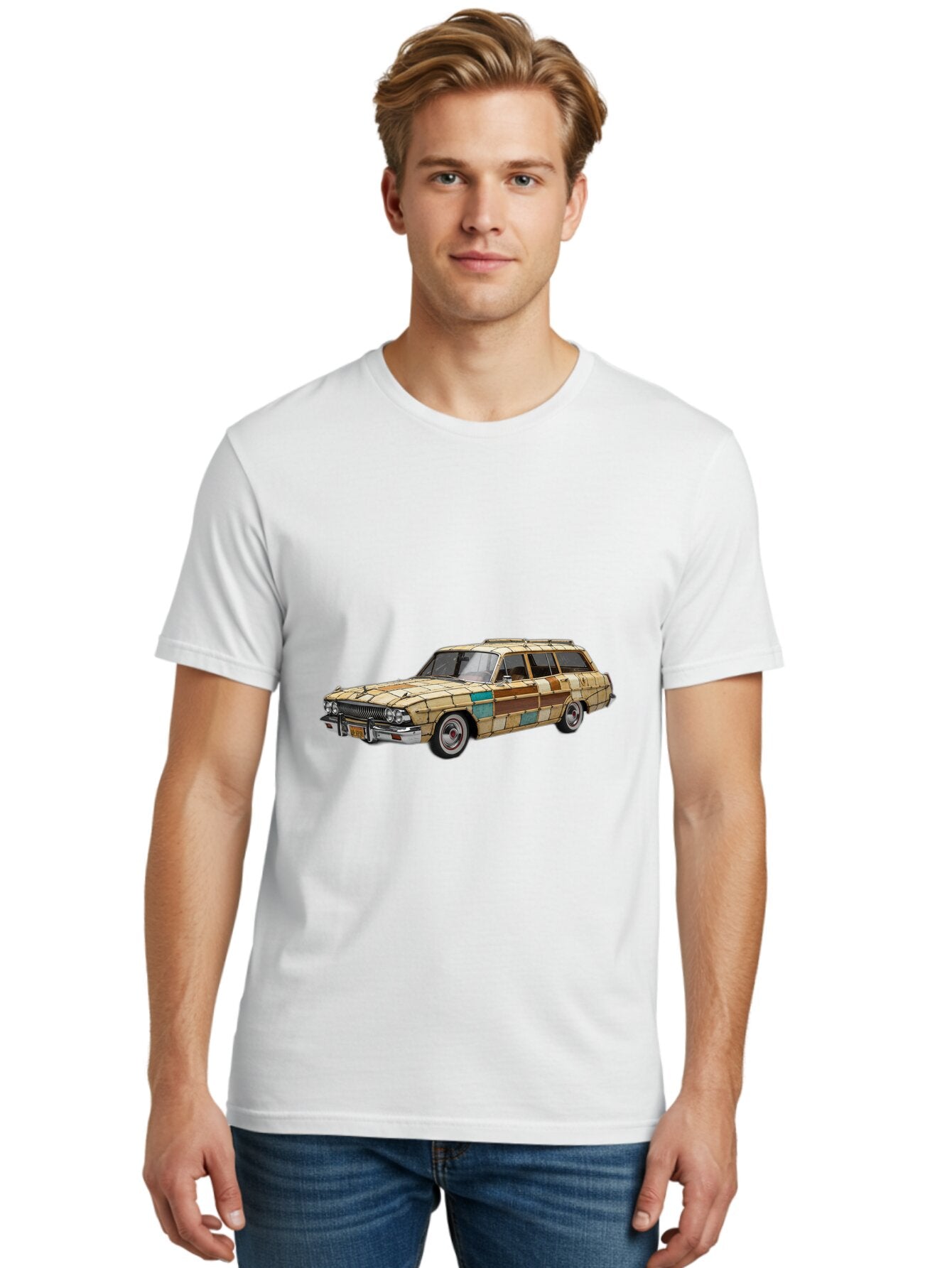 Wood-Panel-Station-Wagon Men'S Graphic Tee, 100% Cotton, Comfortable Casual Summer Wear, Machine Washable, Vintage Camera, Old Camera, Antique Camera, Black Camera, Classic Photography, Photography Equipment, Nostalgic Device, Film Camera, Ban990 16