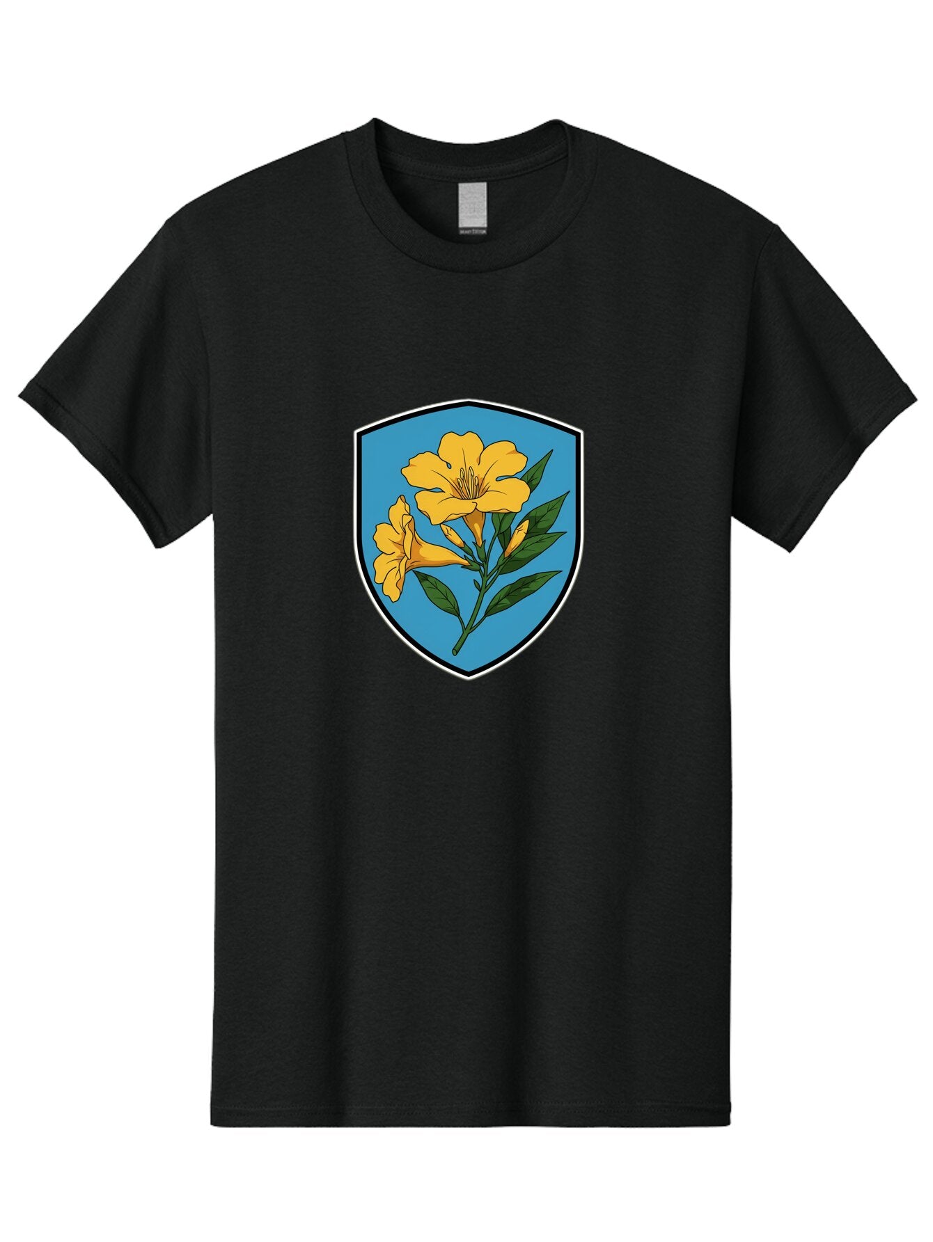 Yellow-Flowers-Shield Men'S Graphic Tee, 100% Cotton, Comfortable Casual Summer Wear, Machine Washable, Vintage Camera, Old Camera, Antique Camera, Black Camera, Classic Photography, Photography Equipment, Nostalgic Device, Film Camera, Ban998