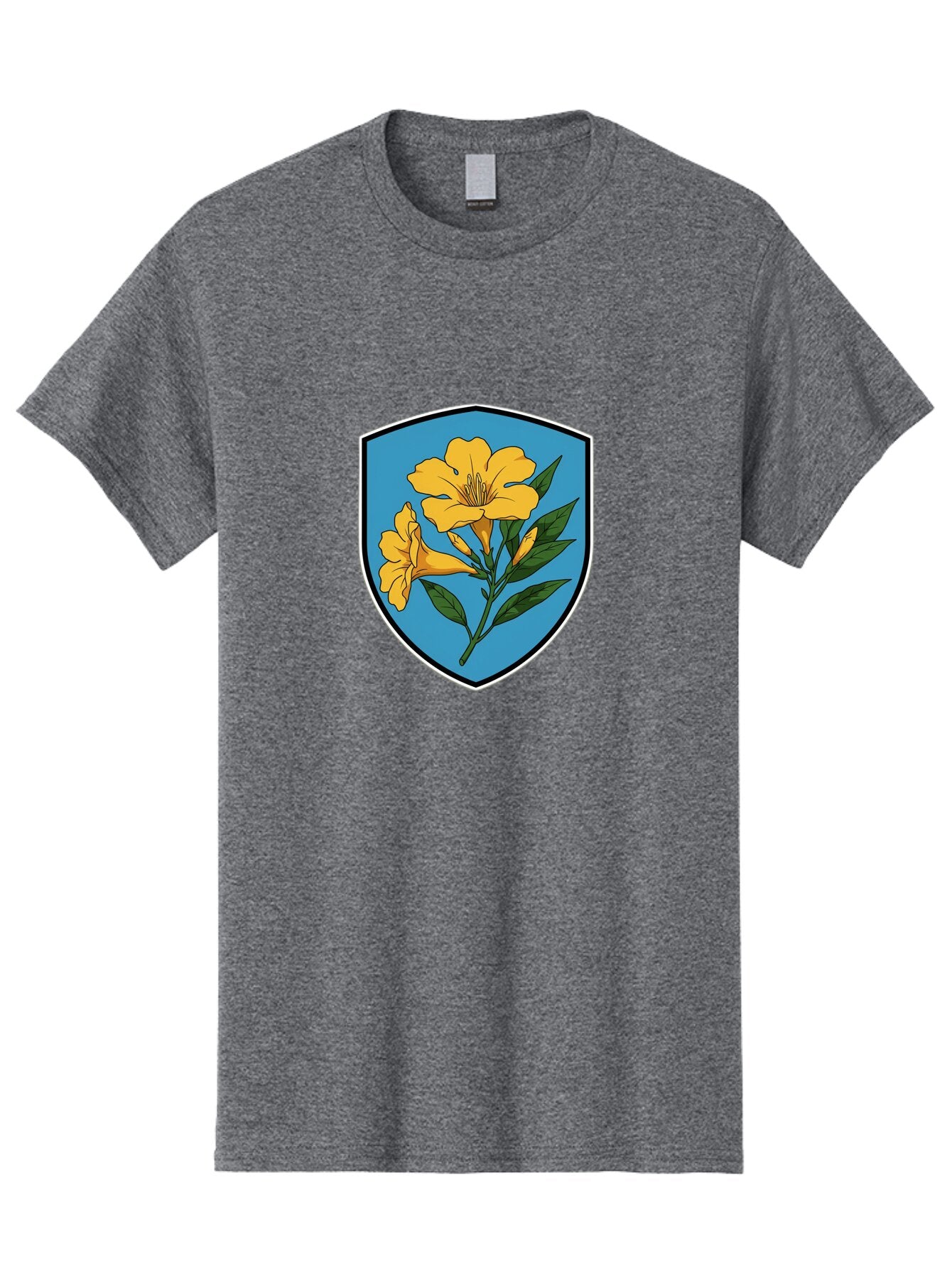 Yellow-Flowers-Shield Men'S Graphic Tee, 100% Cotton, Comfortable Casual Summer Wear, Machine Washable, Vintage Camera, Old Camera, Antique Camera, Black Camera, Classic Photography, Photography Equipment, Nostalgic Device, Film Camera, Ban998