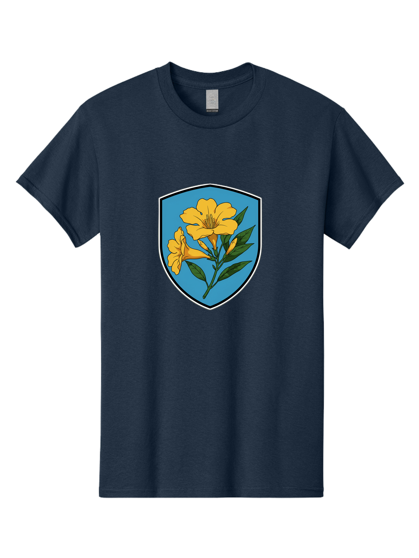 Yellow-Flowers-Shield Men'S Graphic Tee, 100% Cotton, Comfortable Casual Summer Wear, Machine Washable, Vintage Camera, Old Camera, Antique Camera, Black Camera, Classic Photography, Photography Equipment, Nostalgic Device, Film Camera, Ban998