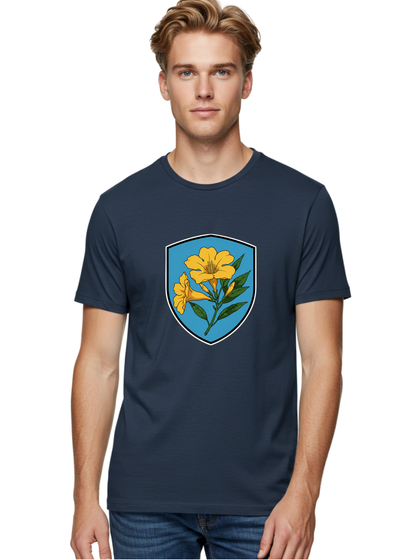 Yellow-Flowers-Shield Men'S Graphic Tee, 100% Cotton, Comfortable Casual Summer Wear, Machine Washable, Vintage Camera, Old Camera, Antique Camera, Black Camera, Classic Photography, Photography Equipment, Nostalgic Device, Film Camera, Ban998 17