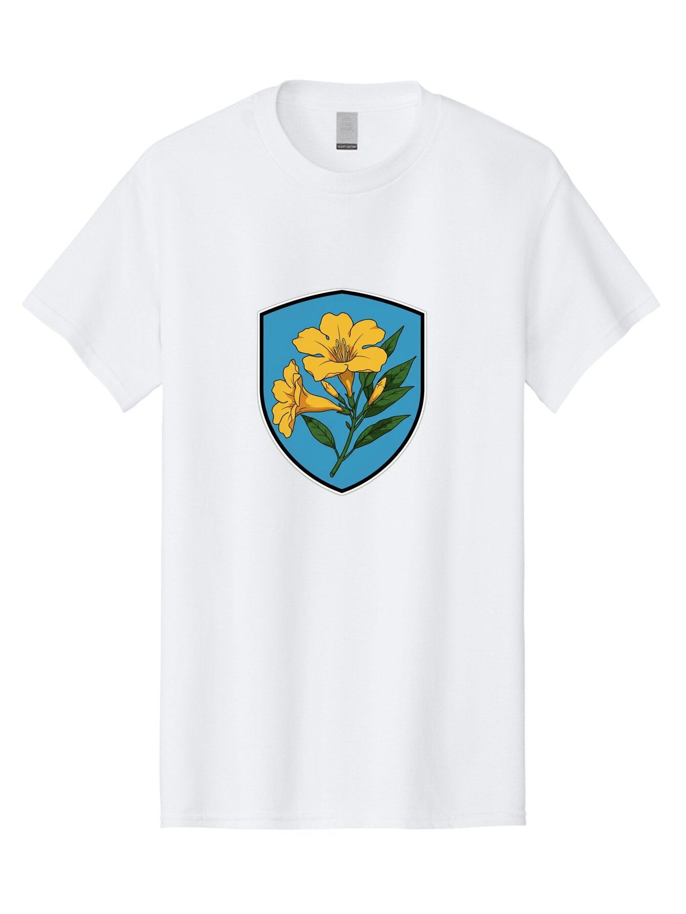 Yellow-Flowers-Shield Men'S Graphic Tee, 100% Cotton, Comfortable Casual Summer Wear, Machine Washable, Vintage Camera, Old Camera, Antique Camera, Black Camera, Classic Photography, Photography Equipment, Nostalgic Device, Film Camera, Ban998 3
