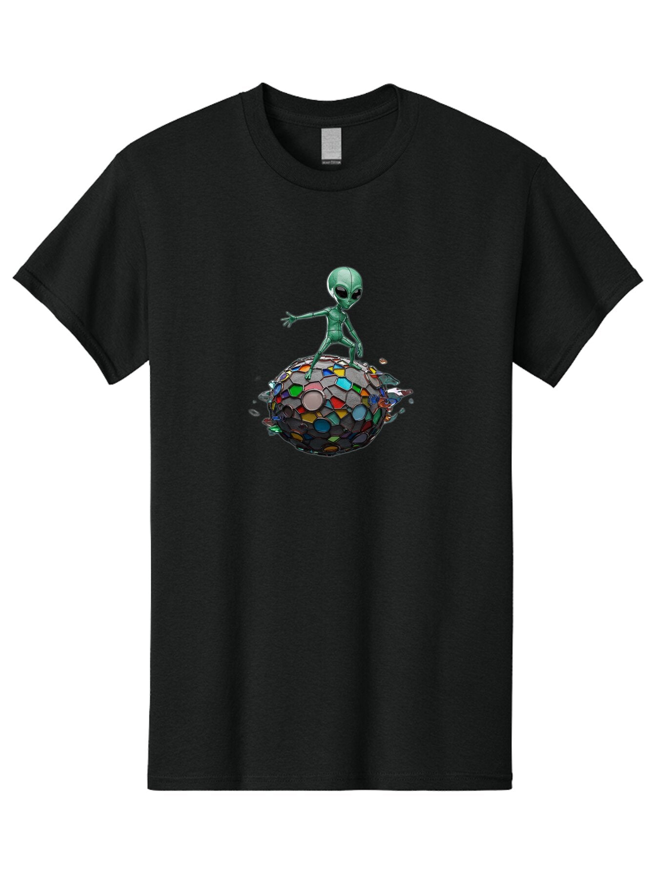 Alien-On-Mosaic-Globe Men'S Graphic Tee, 100% Cotton, Comfortable Casual Summer Wear, Machine Washable, Vintage Camera, Old Camera, Antique Camera, Black Camera, Classic Photography, Photography Equipment, Nostalgic Device, Film Camera, Bao041 5