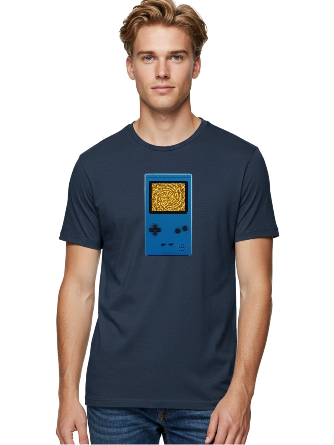 Blue-Gameboy Men'S Graphic Tee, 100% Cotton, Comfortable Casual Summer Wear, Machine Washable, Vintage Camera, Old Camera, Antique Camera, Black Camera, Classic Photography, Photography Equipment, Nostalgic Device, Film Camera, Camera Art Bao137 21