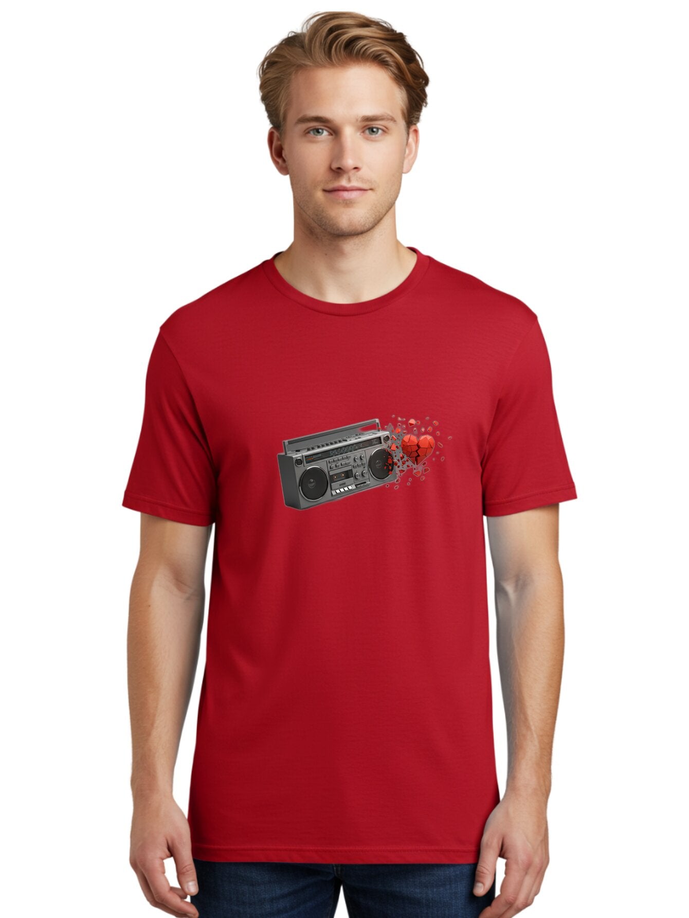 Boombox-Heart Men'S Graphic Tee, 100% Cotton, Comfortable Casual Summer Wear, Machine Washable, Vintage Camera, Old Camera, Antique Camera, Black Camera, Classic Photography, Photography Equipment, Nostalgic Device, Film Camera, Camera Art Bao146 23