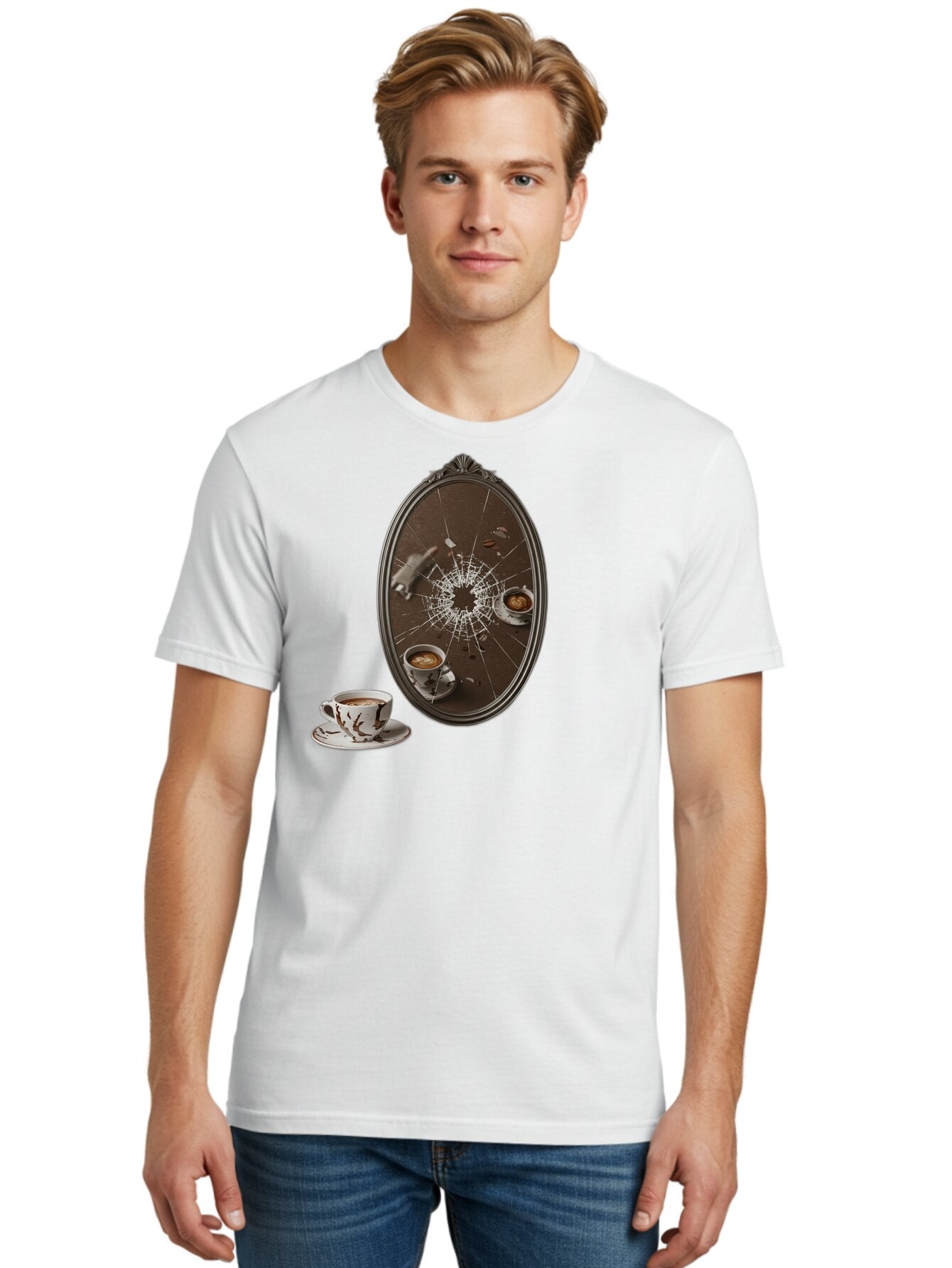 Broken-Mirror-Coffee Men'S Graphic Tee, 100% Cotton, Comfortable Casual Summer Wear, Machine Washable, Vintage Camera, Old Camera, Antique Camera, Black Camera, Classic Photography, Photography Equipment, Nostalgic Device, Film Camera, Bao150 30