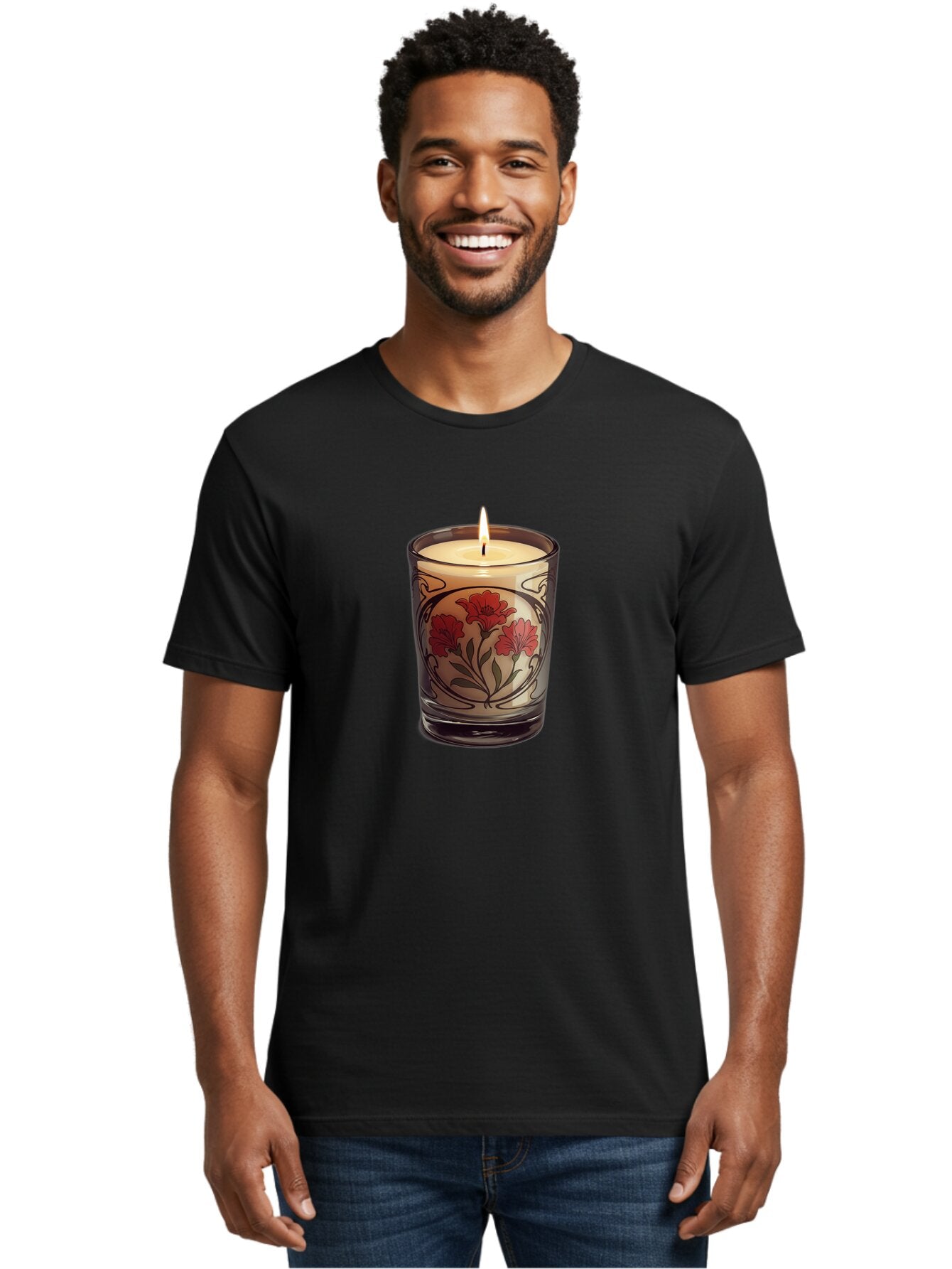 Candle-With-Red-Flowers Men'S Graphic Tee, 100% Cotton, Comfortable Casual Summer Wear, Machine Washable, Vintage Camera, Old Camera, Antique Camera, Black Camera, Classic Photography, Photography Equipment, Nostalgic Device, Film Camera, Bao185 17