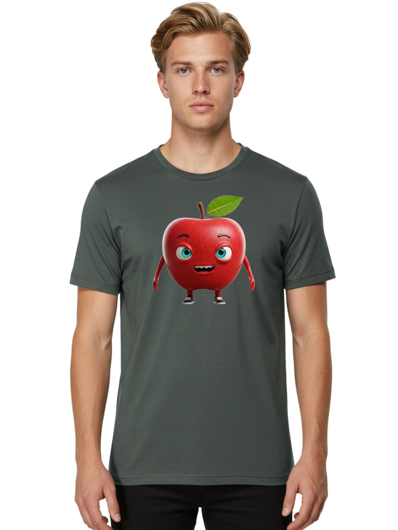 Cartoon-Apple-Character Men'S Graphic Tee, 100% Cotton, Comfortable Casual Summer Wear, Machine Washable, Vintage Camera, Old Camera, Antique Camera, Black Camera, Classic Photography, Photography Equipment, Nostalgic Device, Film Camera, Bao189 30