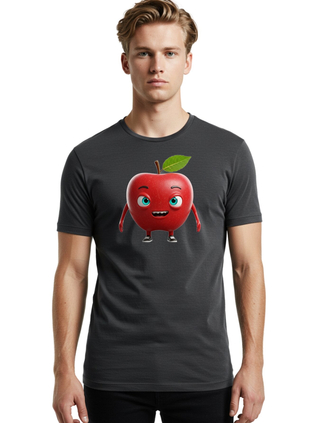 Cartoon-Apple-Character Men'S Graphic Tee, 100% Cotton, Comfortable Casual Summer Wear, Machine Washable, Vintage Camera, Old Camera, Antique Camera, Black Camera, Classic Photography, Photography Equipment, Nostalgic Device, Film Camera, Bao189 25