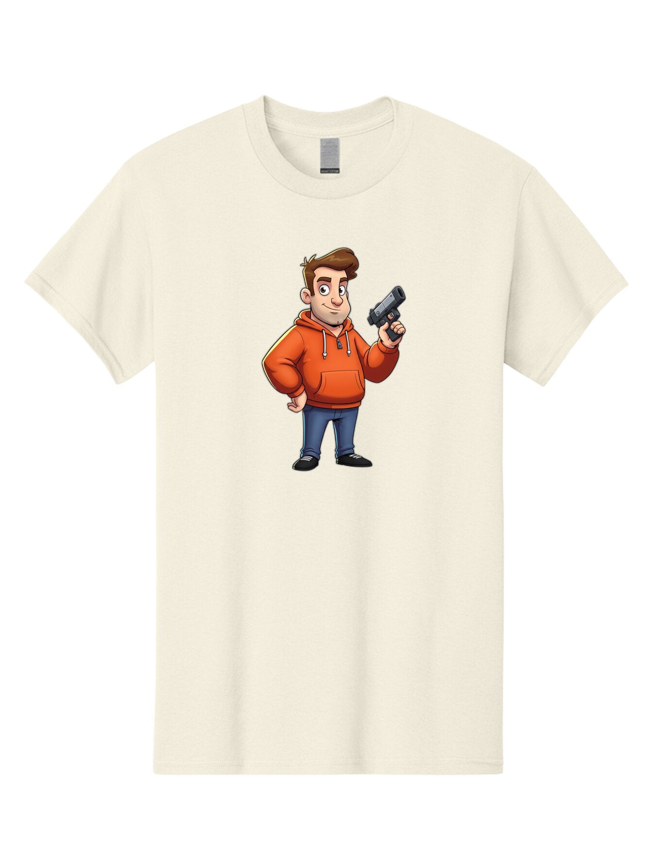 Cartoon-Man-With-Gun Men'S Graphic Tee, 100% Cotton, Comfortable Casual Summer Wear, Machine Washable, Vintage Camera, Old Camera, Antique Camera, Black Camera, Classic Photography, Photography Equipment, Nostalgic Device, Film Camera, Bao190 14