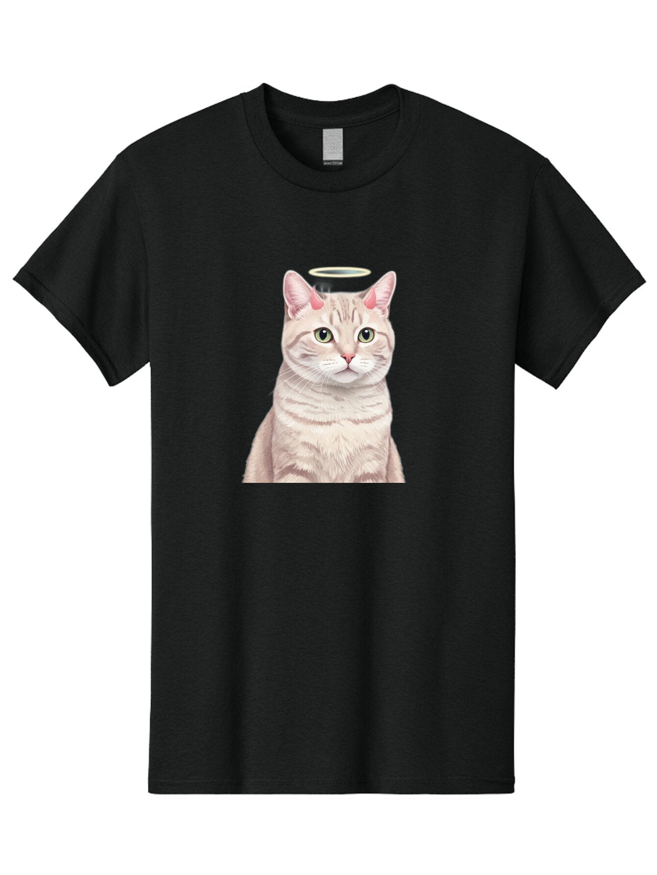 Cat-With-Halo-1 Men'S Graphic Tee, 100% Cotton, Comfortable Casual Summer Wear, Machine Washable, Vintage Camera, Old Camera, Antique Camera, Black Camera, Classic Photography, Photography Equipment, Nostalgic Device, Film Camera, Camera Art Bao204 4