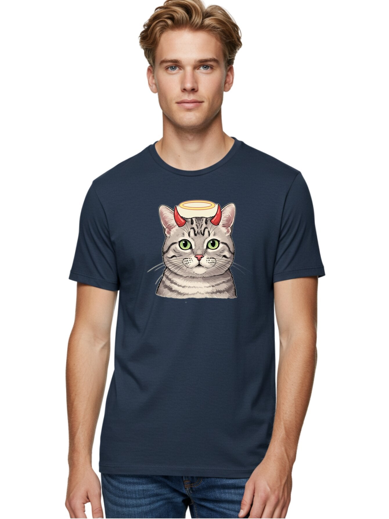 Cat-With-Halo-And-Horns Men'S Graphic Tee, 100% Cotton, Comfortable Casual Summer Wear, Machine Washable, Vintage Camera, Old Camera, Antique Camera, Black Camera, Classic Photography, Photography Equipment, Nostalgic Device, Film Camera, Bao206 29