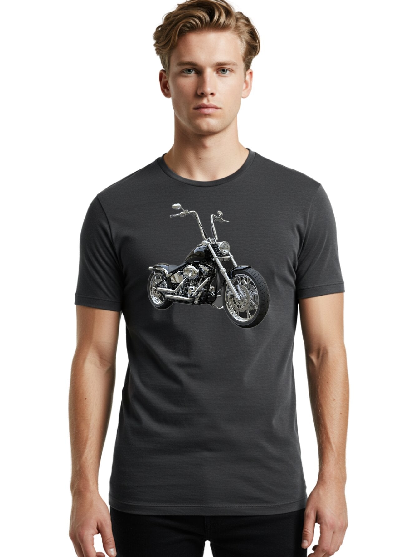 Chopper-Motorcycle-1 Men'S Graphic Tee, 100% Cotton, Comfortable Casual Summer Wear, Machine Washable, Vintage Camera, Old Camera, Antique Camera, Black Camera, Classic Photography, Photography Equipment, Nostalgic Device, Film Camera, Bao229 25