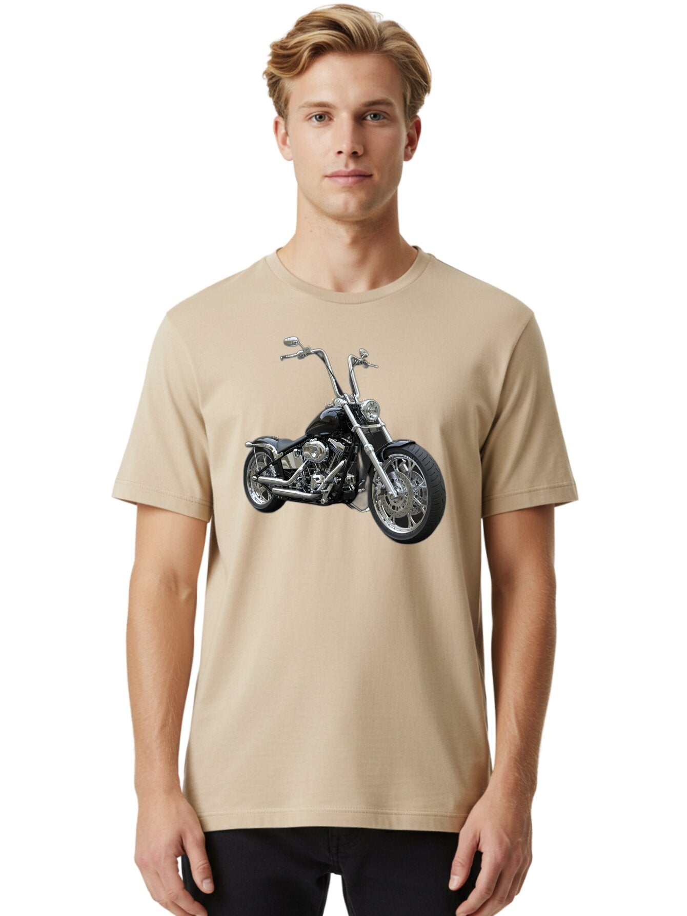 Chopper-Motorcycle-1 Men'S Graphic Tee, 100% Cotton, Comfortable Casual Summer Wear, Machine Washable, Vintage Camera, Old Camera, Antique Camera, Black Camera, Classic Photography, Photography Equipment, Nostalgic Device, Film Camera, Bao229 24