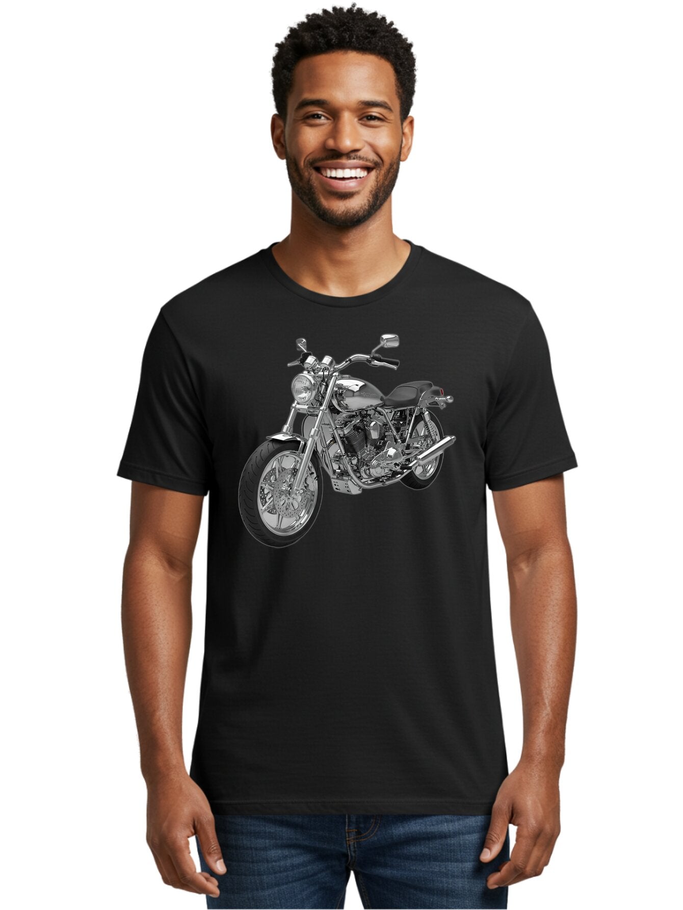 Chopper-Motorcycle-2 Men'S Graphic Tee, 100% Cotton, Comfortable Casual Summer Wear, Machine Washable, Vintage Camera, Old Camera, Antique Camera, Black Camera, Classic Photography, Photography Equipment, Nostalgic Device, Film Camera, Bao230 30