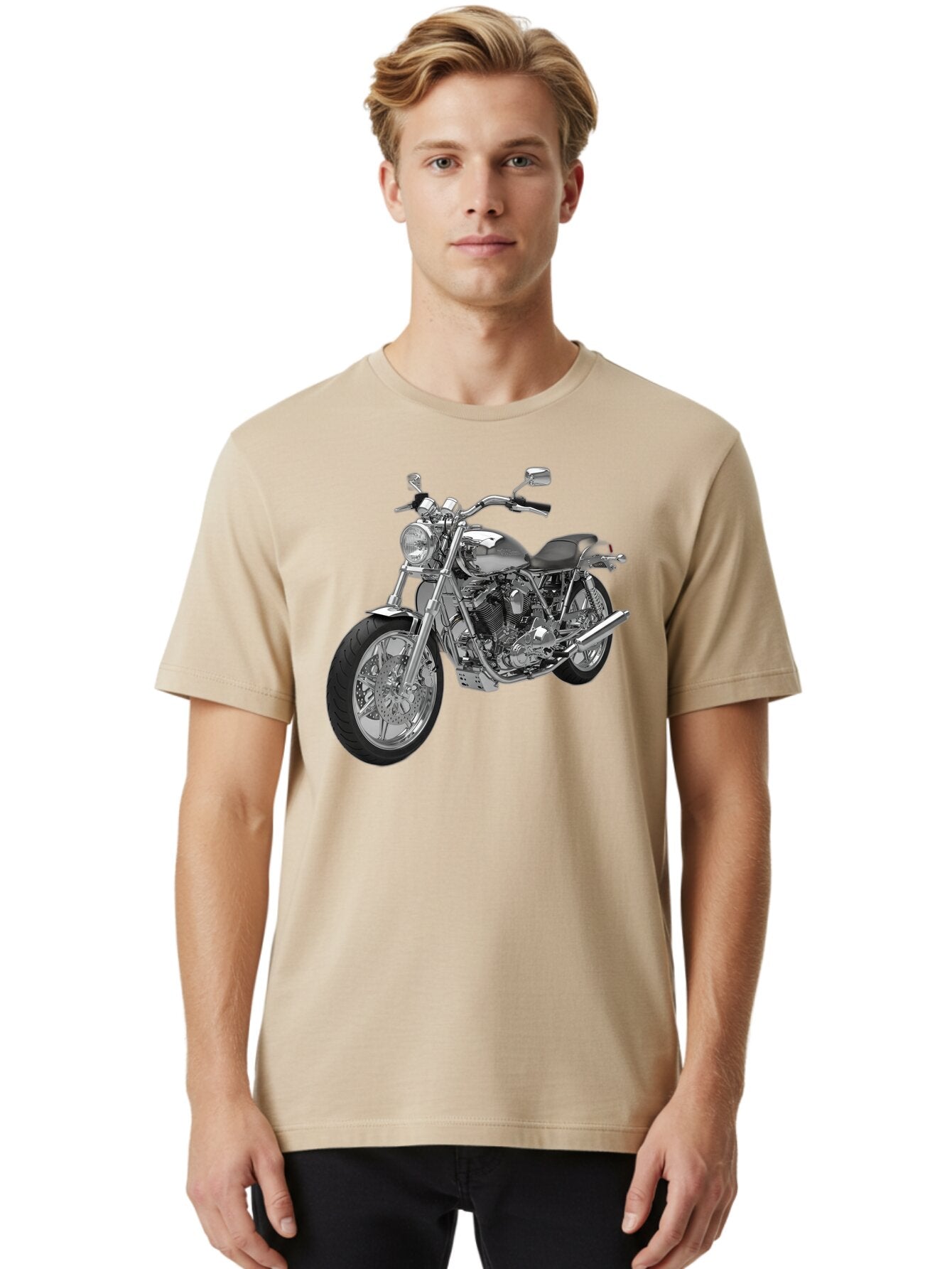 Chopper-Motorcycle-2 Men'S Graphic Tee, 100% Cotton, Comfortable Casual Summer Wear, Machine Washable, Vintage Camera, Old Camera, Antique Camera, Black Camera, Classic Photography, Photography Equipment, Nostalgic Device, Film Camera, Bao230 29
