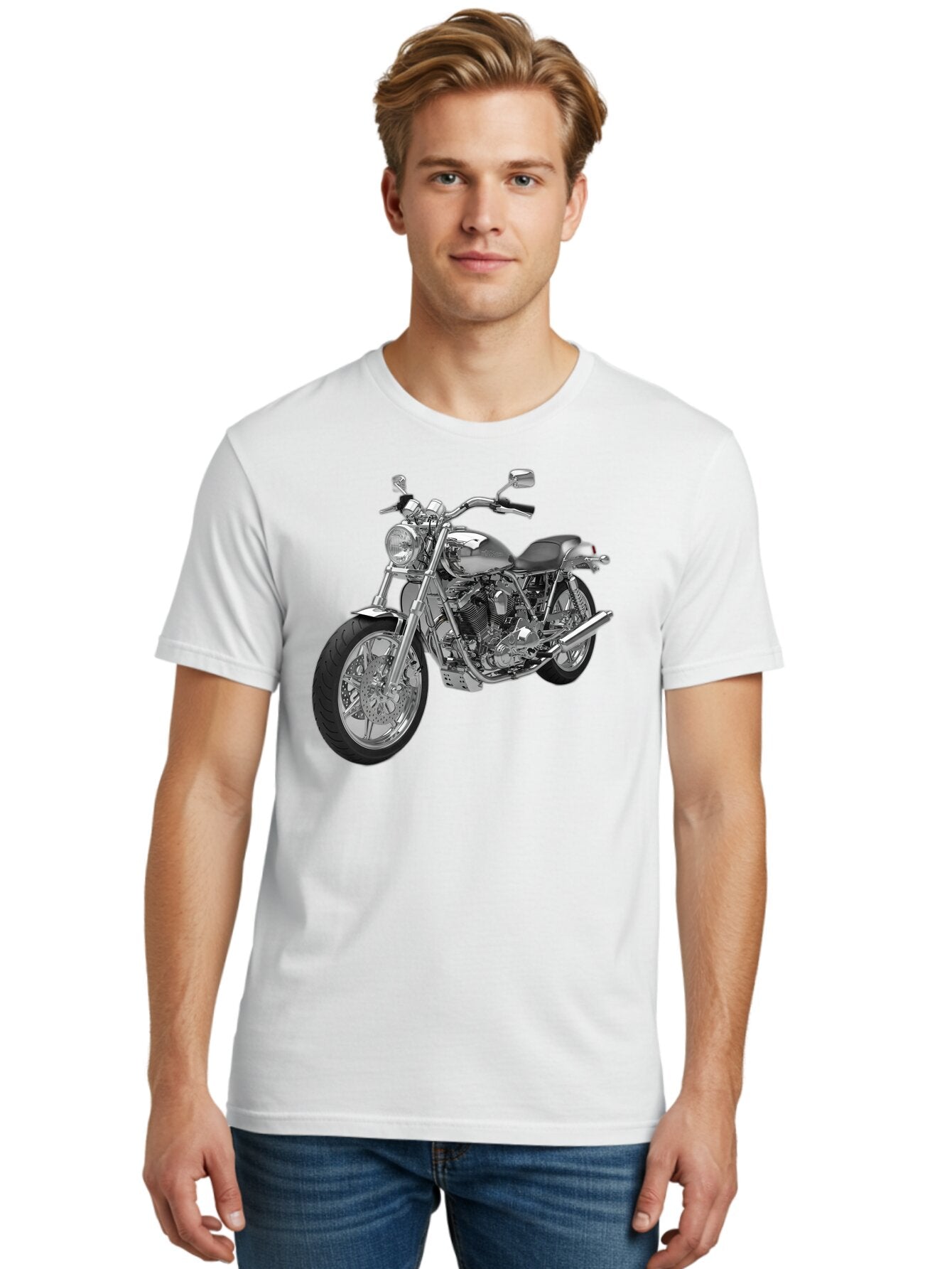Chopper-Motorcycle-2 Men'S Graphic Tee, 100% Cotton, Comfortable Casual Summer Wear, Machine Washable, Vintage Camera, Old Camera, Antique Camera, Black Camera, Classic Photography, Photography Equipment, Nostalgic Device, Film Camera, Bao230 24