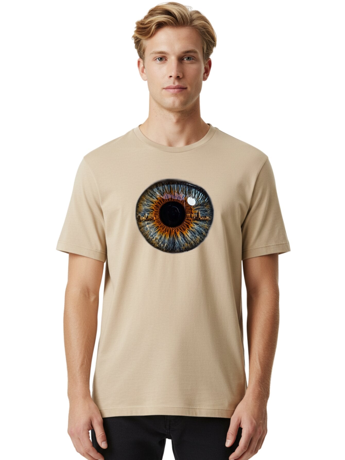 Cityscape-Eye-1 Men'S Graphic Tee, 100% Cotton, Comfortable Casual Summer Wear, Machine Washable, Vintage Camera, Old Camera, Antique Camera, Black Camera, Classic Photography, Photography Equipment, Nostalgic Device, Film Camera, Camera Art Bao239 18